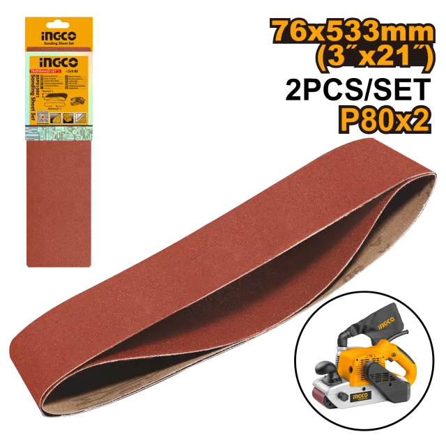 Rripa e pafundme shmirgjel 76×533mm 2xP80 INGCO BSP010801
