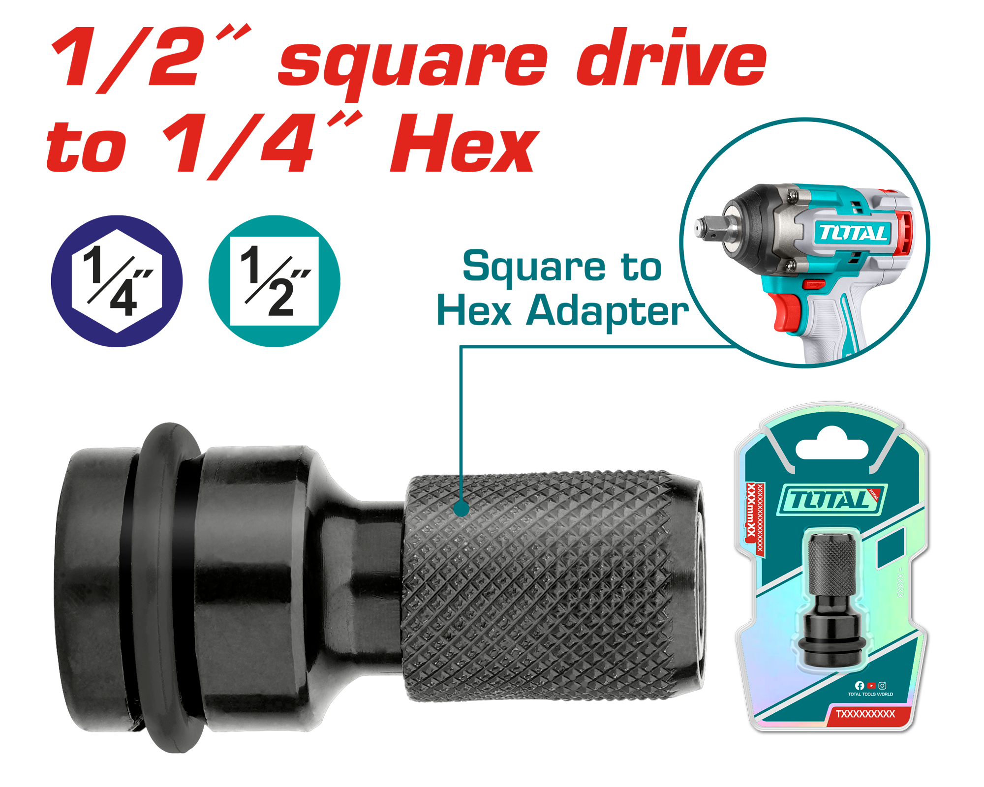 АДАПТЕР 1/2″ на 1/4″ ХЕКСОГРАМ TOTAL TAC60501