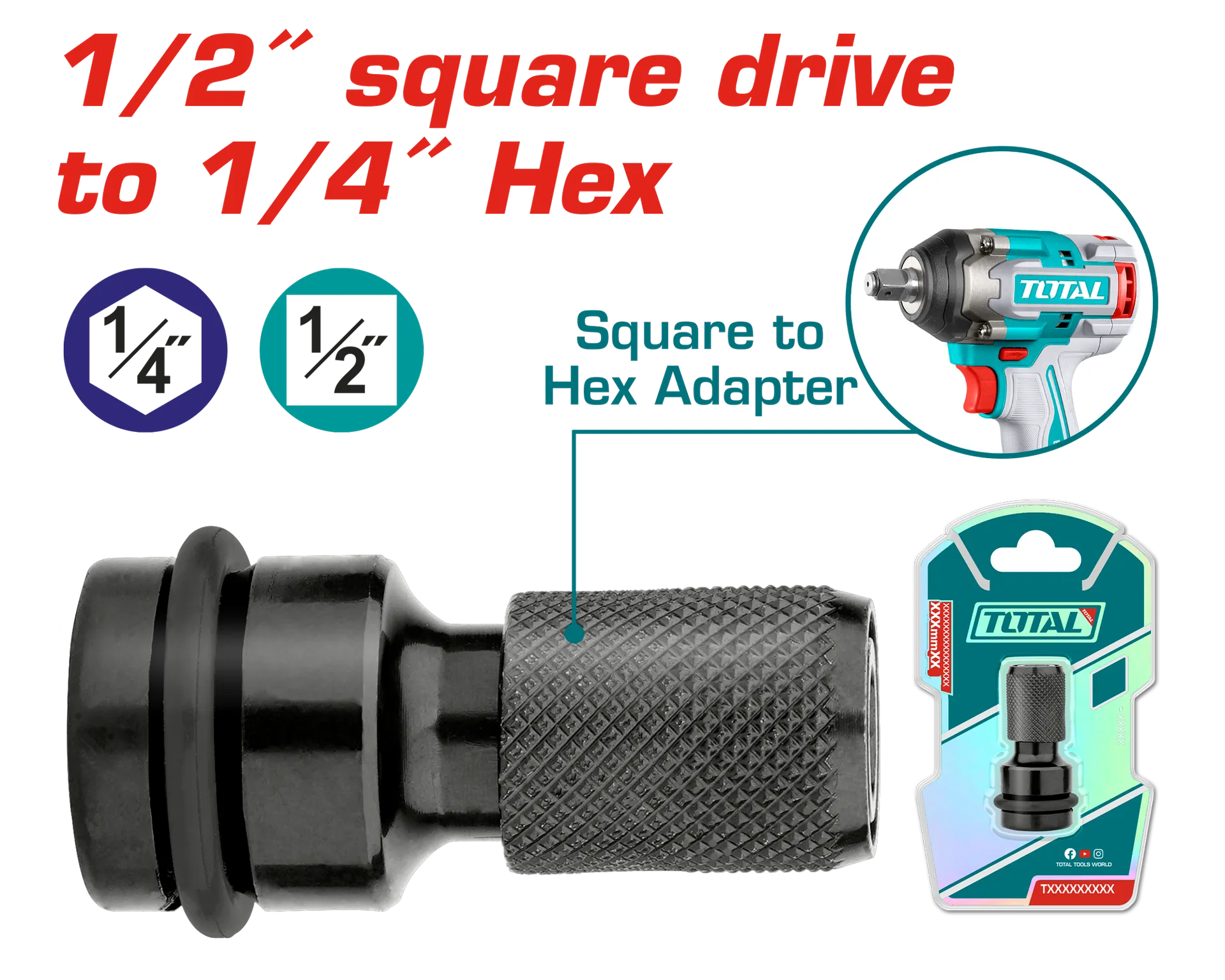 Adapter 1/2″ në 1/4″ gjashtëkëndor TOTAL TAC60501