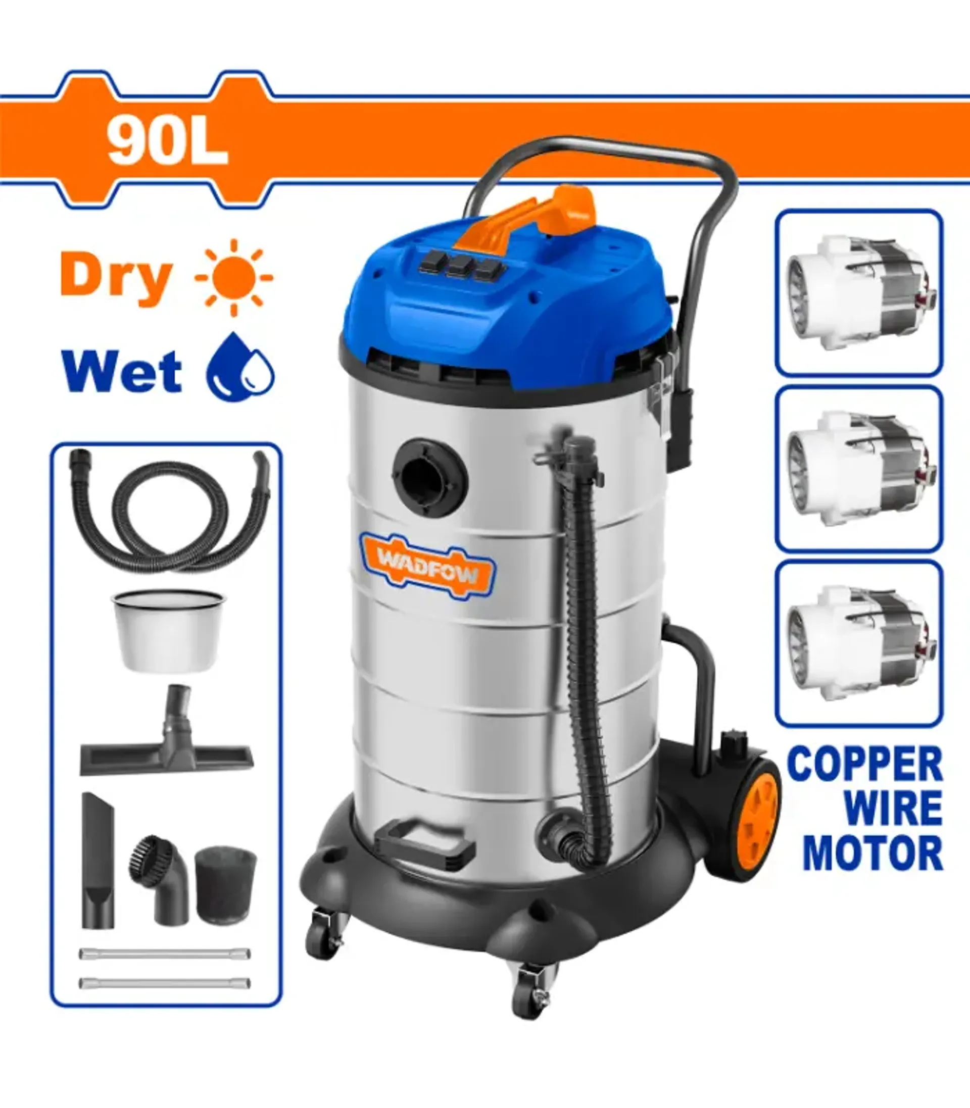Aspirator 3x1200W 90L WADFOW WVR5A90