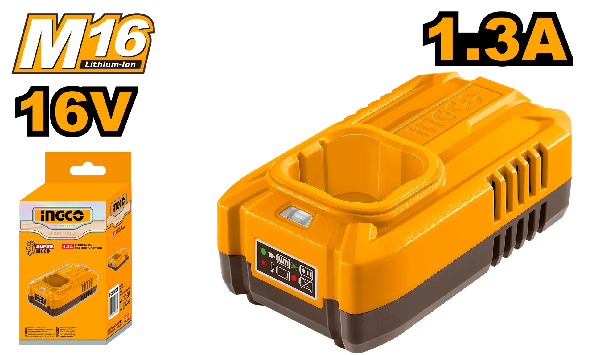 Ngarkues INGCO 1.3A për Bateria 16V - FCLI1613