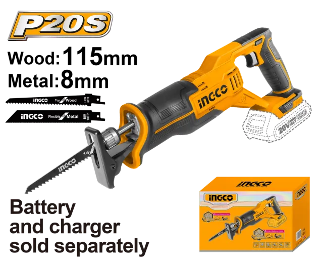 РЕЦИПРОЧНА ПИЛА САБЈАРКА 20V СОЛО БЕЗ БАТЕРИИ INGCO CRSLI1152