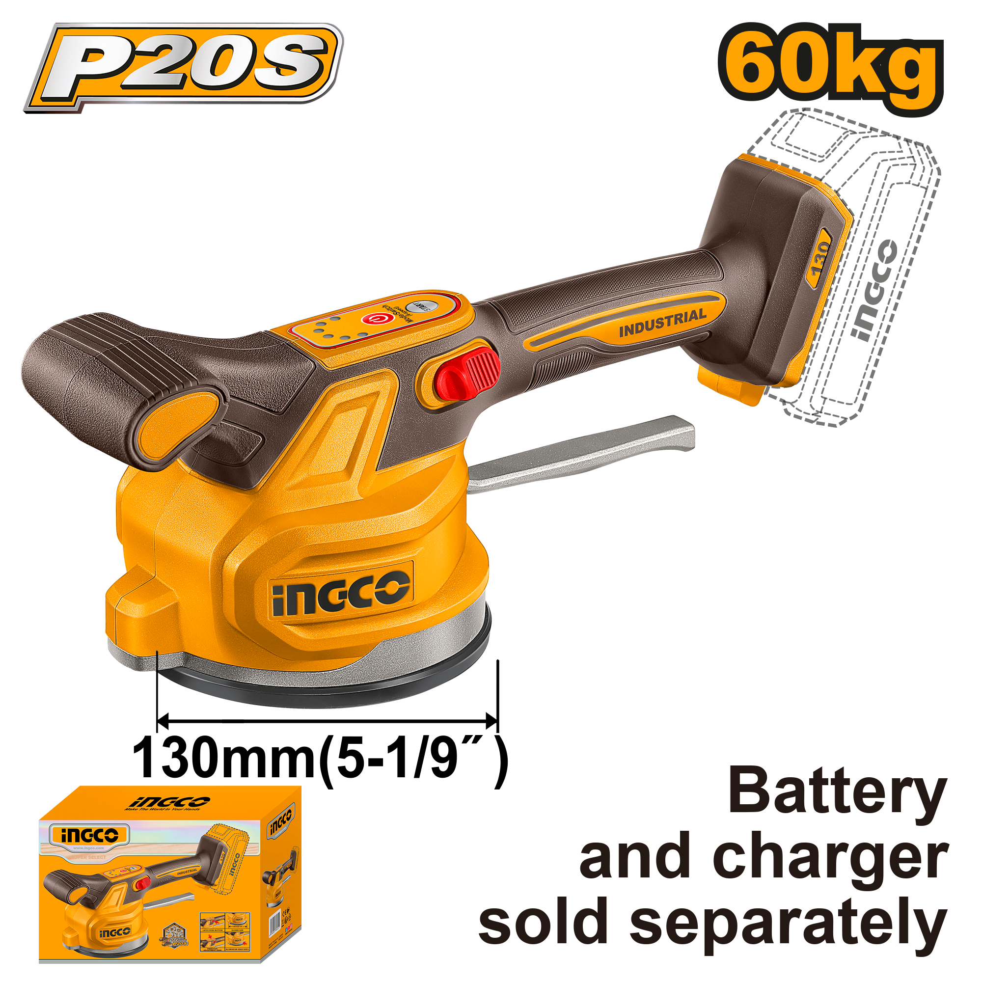 ВАКУМ ЗА СТАКЛО 20V СОЛО БЕЗ БАТЕРИИ INGCO CTVLI2001