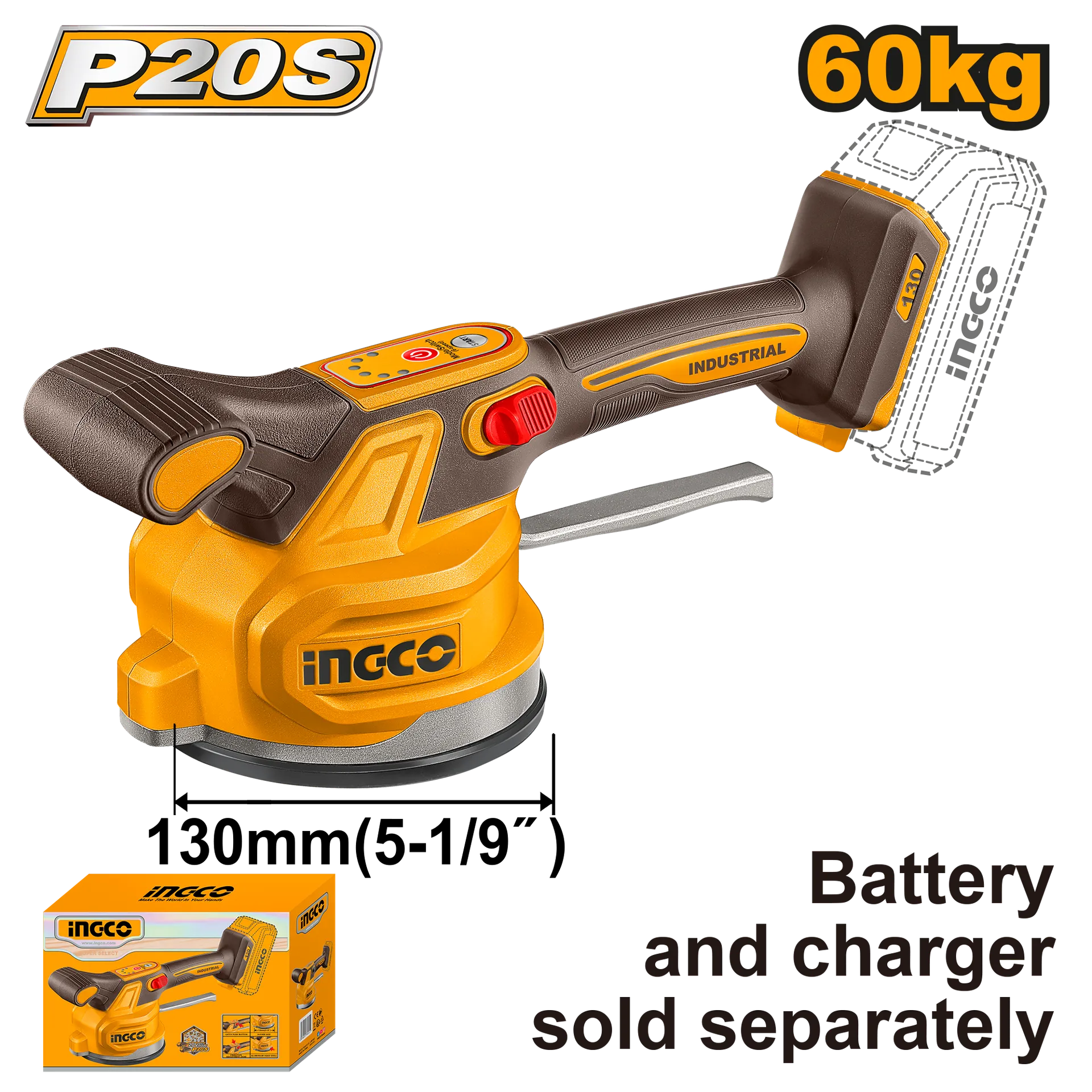 ВАКУМ ЗА СТАКЛО 20V СОЛО БЕЗ БАТЕРИИ INGCO CTVLI2001
