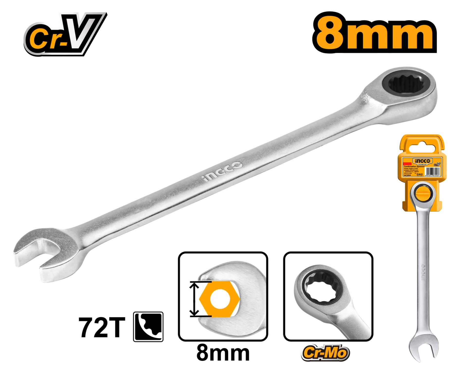 Çelës rrotullues 8mm O-u INGCO HCSPAR081
