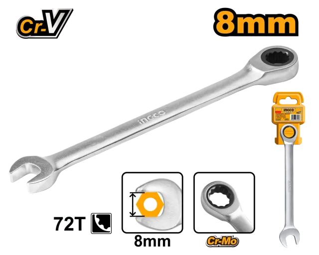 КЛУЧ КРЦКАЛКА 8mm O-U INGCO HCSPAR081
