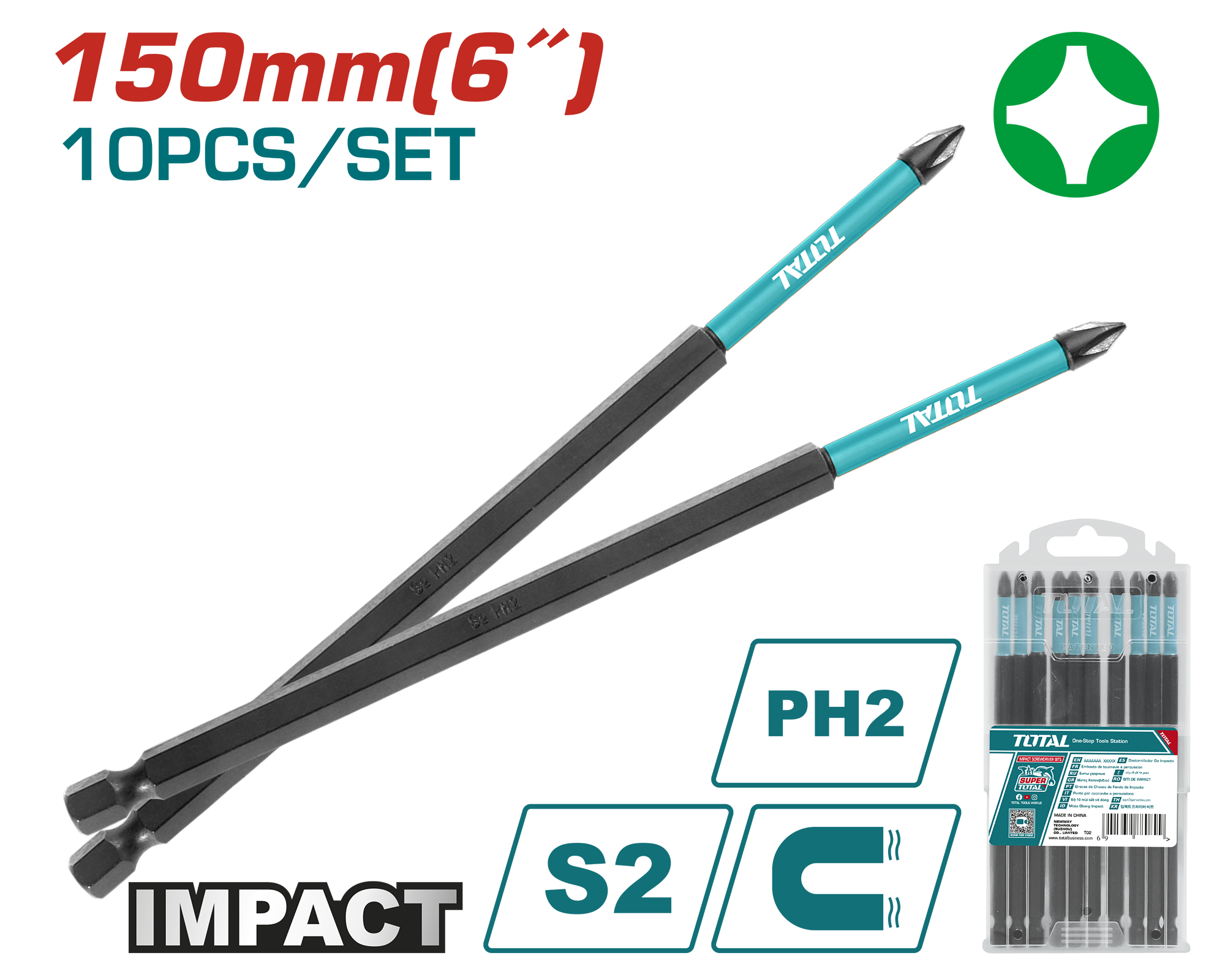 СЕТ 10/1 БИТ TOTAL ДОЛГ PH2x150mm TACIM16PH263