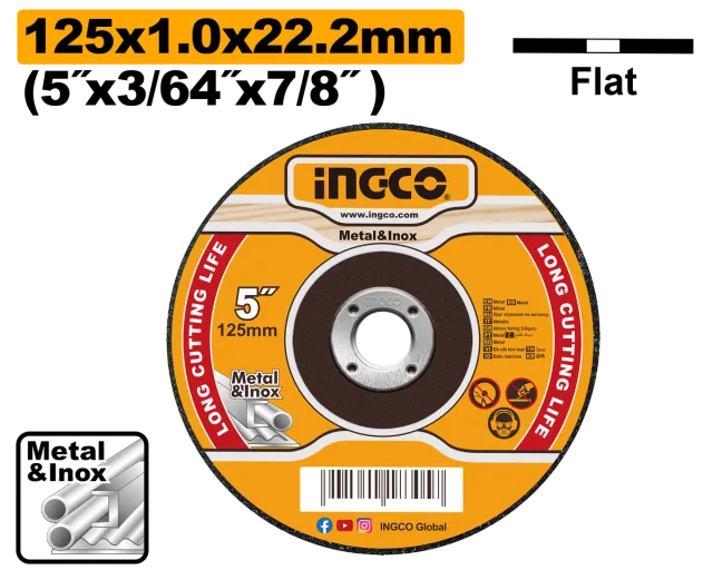 Камен за брусење INGCO 125×1 МЕТАЛ И ИНОКС MCD101251