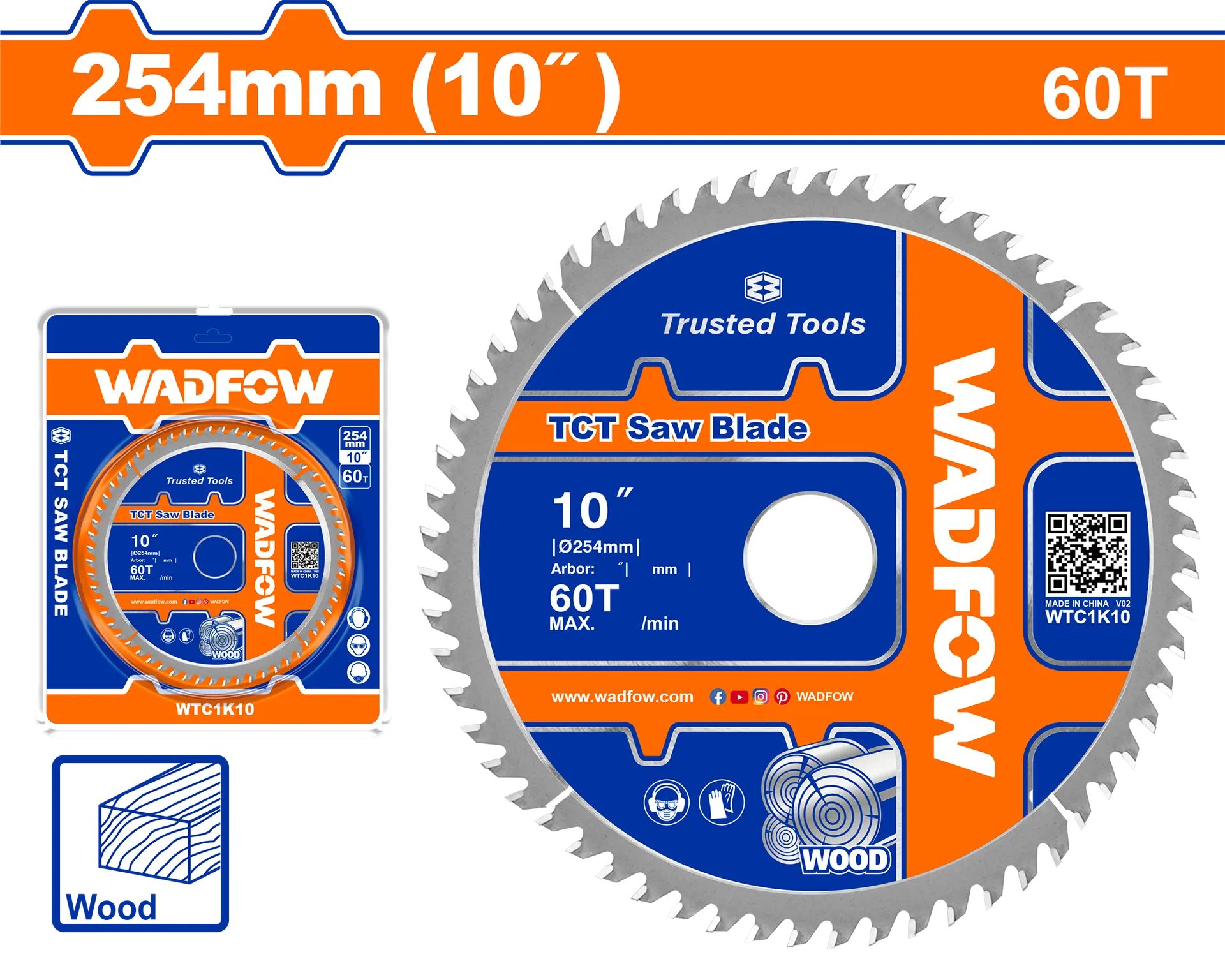 Pila qarkore me dorezë ger 254mm 60T WADFOW WTC1K10