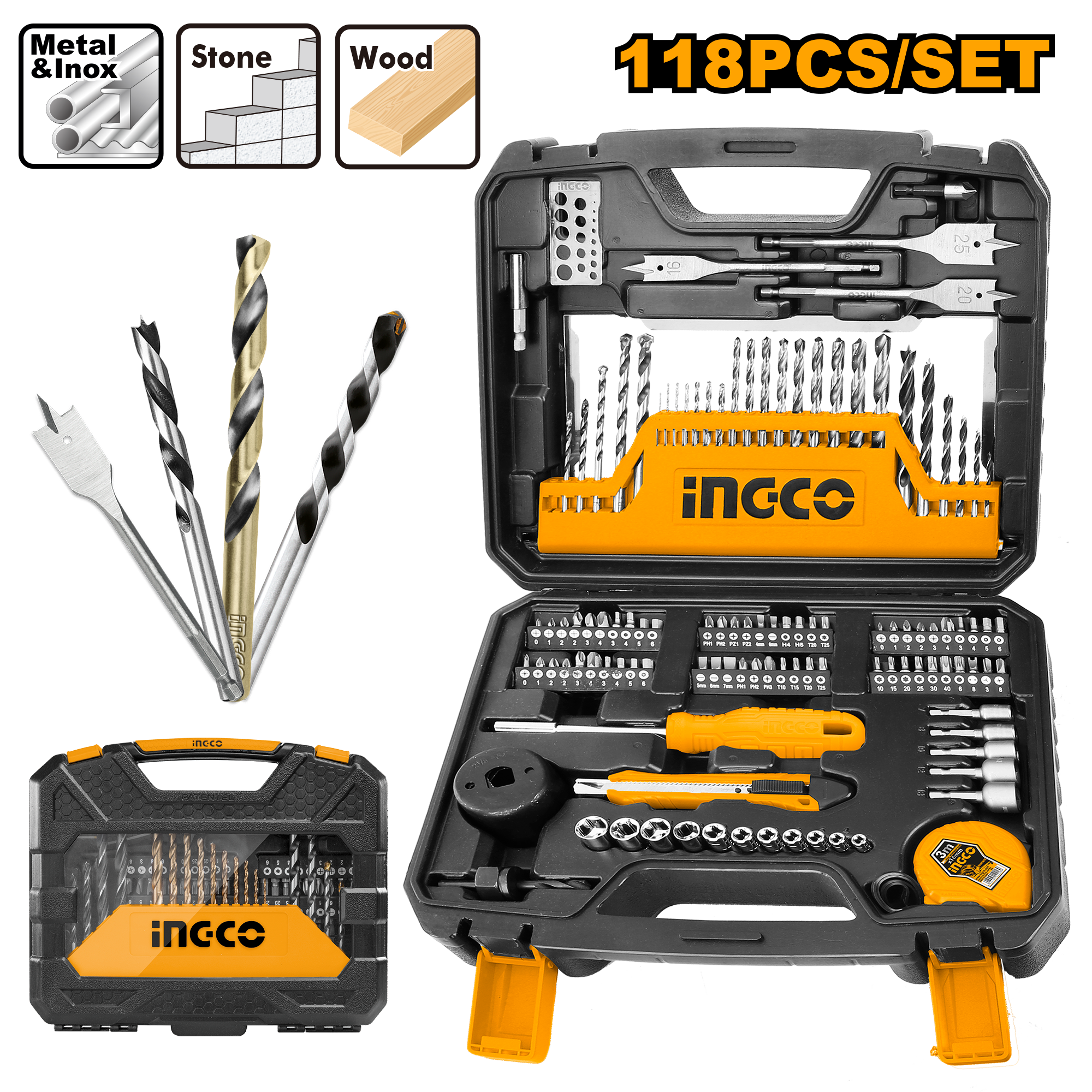 Set Përfuesash dhe Bitash INGCO 118/1 - HKTAC011182