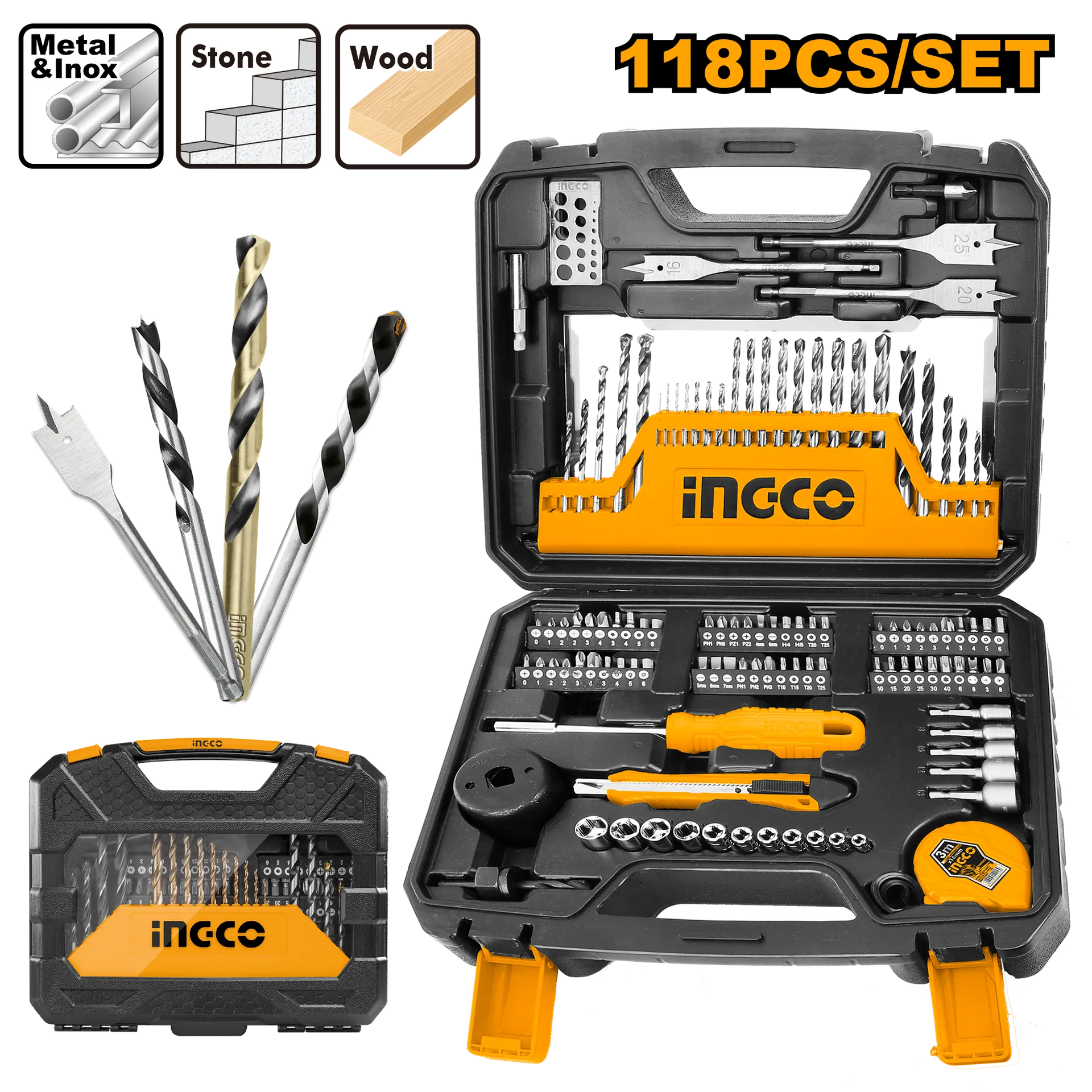 Set Përfuesash dhe Bitash INGCO 118/1 - HKTAC011182