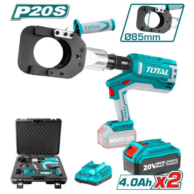 БАТЕРИСКА ХИДРАУЛИЧНА ПРЕСА ЗА СЕЧЕЊЕ КАБЕЛ 20V 2×4.0Ah TOTAL TRCLI2002