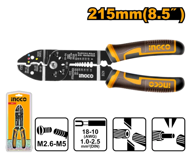 Kapëse elektricisti për zhveshje kabëlli 215mm 8.5″ INGCO HWSP851
