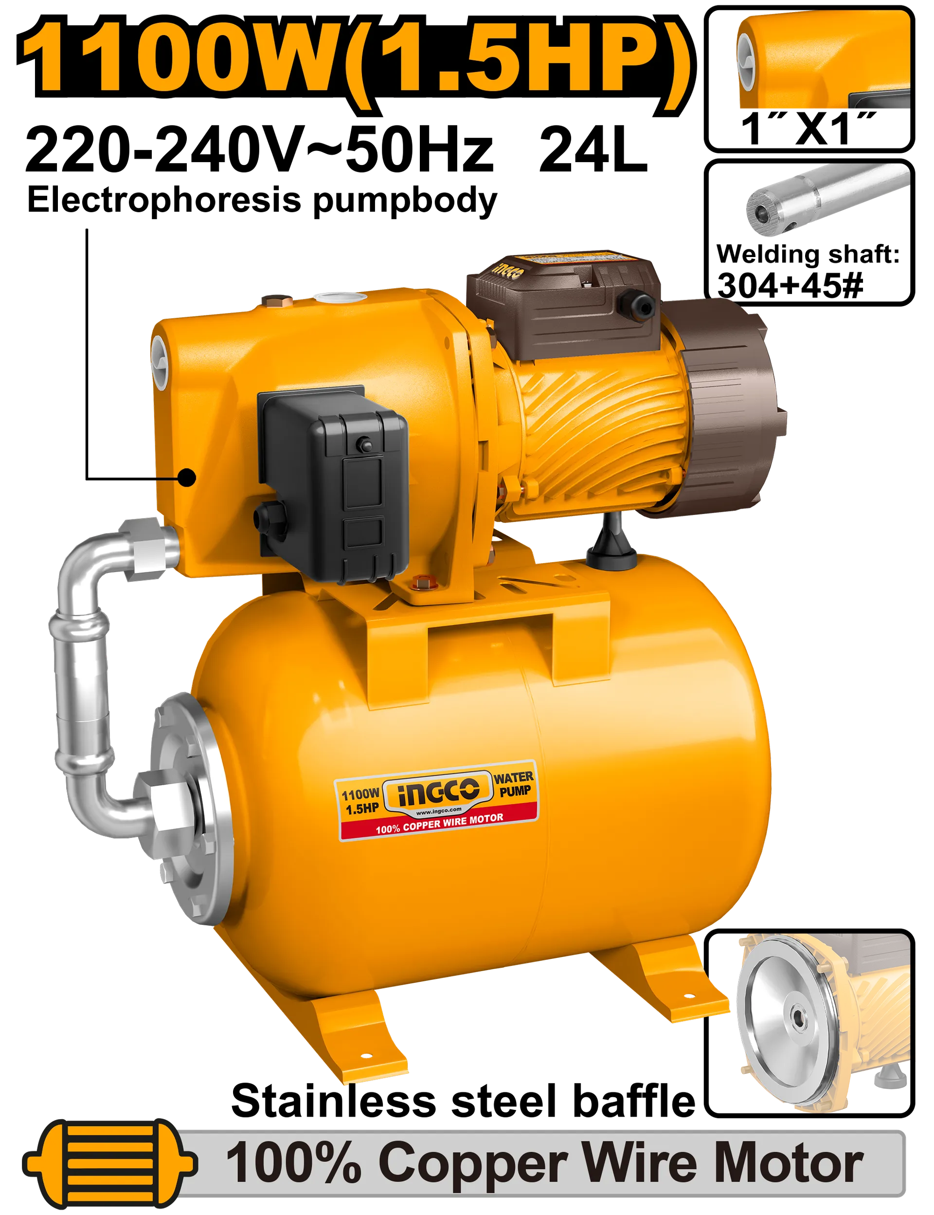 1.1KW ПУМПА ЗА ВОДА ХИДРОФОР INGCO JPT110068