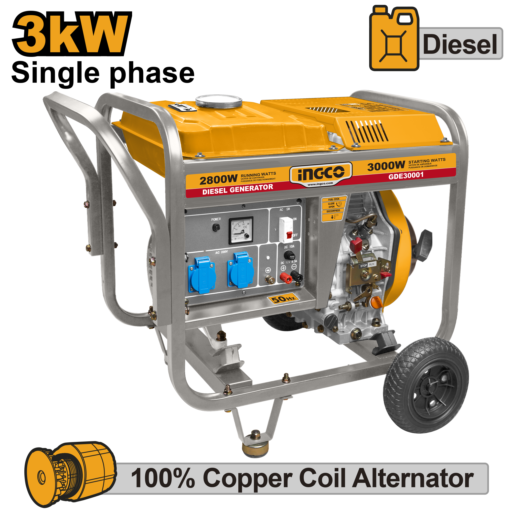 АГРЕГАТ ДИЗЕЛ 3 KW INGCO GDE30001