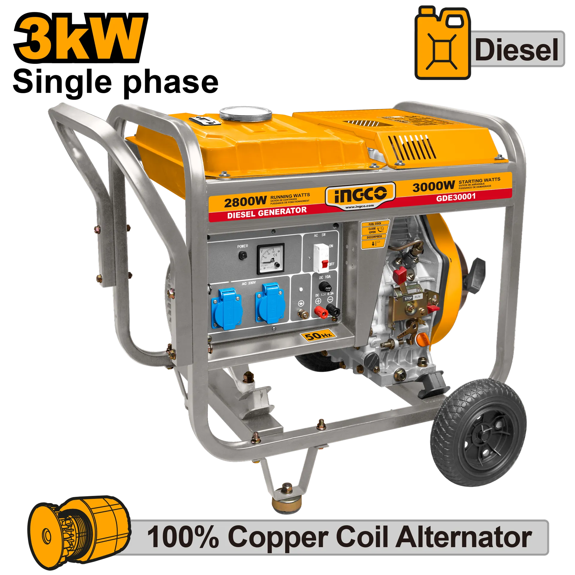АГРЕГАТ ДИЗЕЛ 3 KW INGCO GDE30001