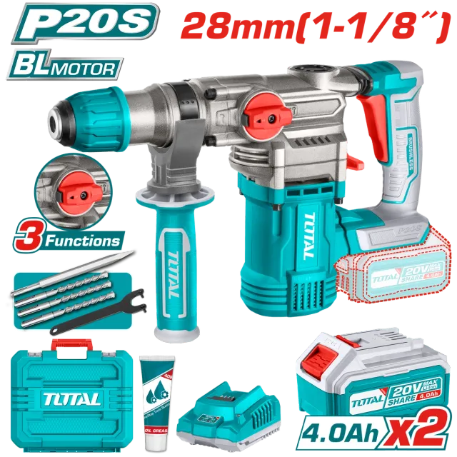 Çekiç goditese shpime SDS+ hilti 28mm 2×4.0Ah bateria TOTAL TRHLI202882