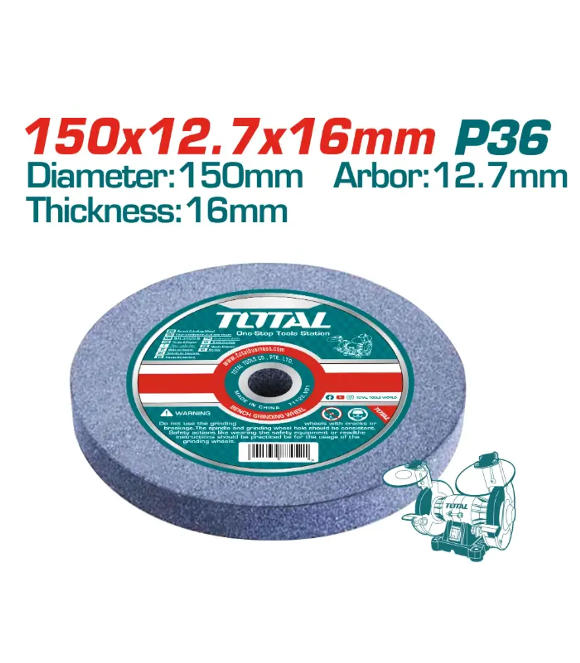 Gur frenimi për bluarëse tavoline 150mm TBG15015 P36 – TOTAL TAC1506023/6