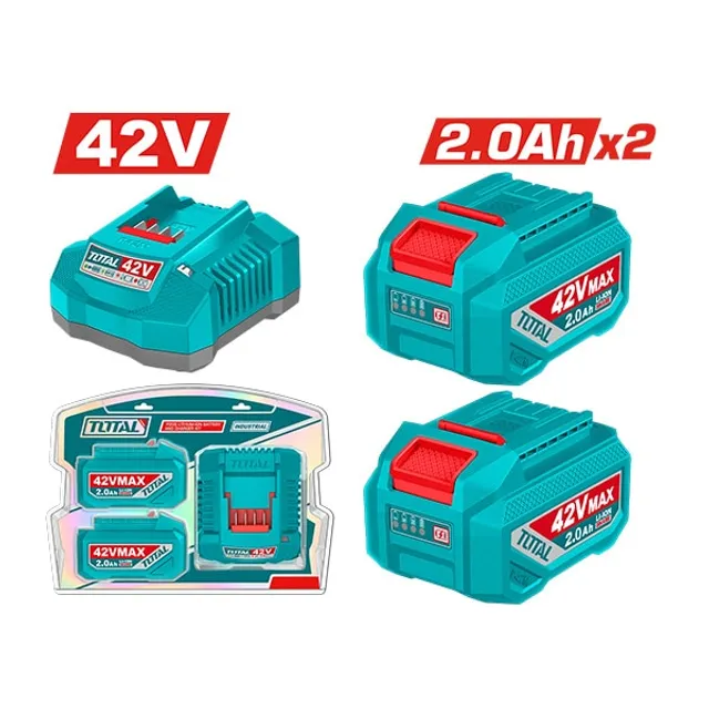 БАТЕРИИ TOTAL 42V 2×2.0Ah + ПОЛНАЧ TFBCPM20221