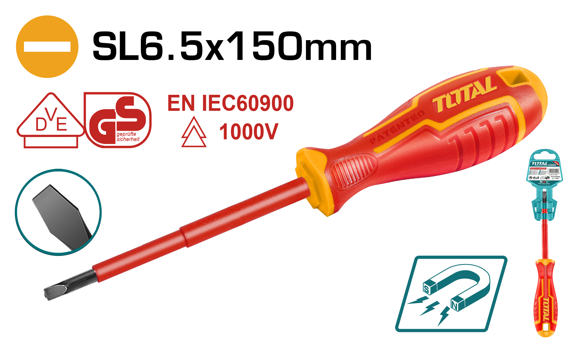 Kaçavidë elektricist – SL6.5x160mm TOTAL THTIS6150
