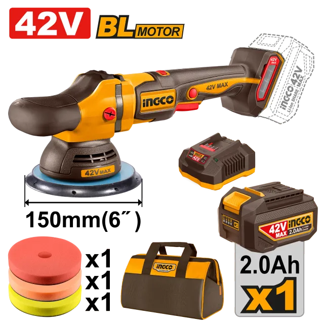 ПОЛИРКА 150mm 42V 1×2.0Ah INGCO APLI42151
