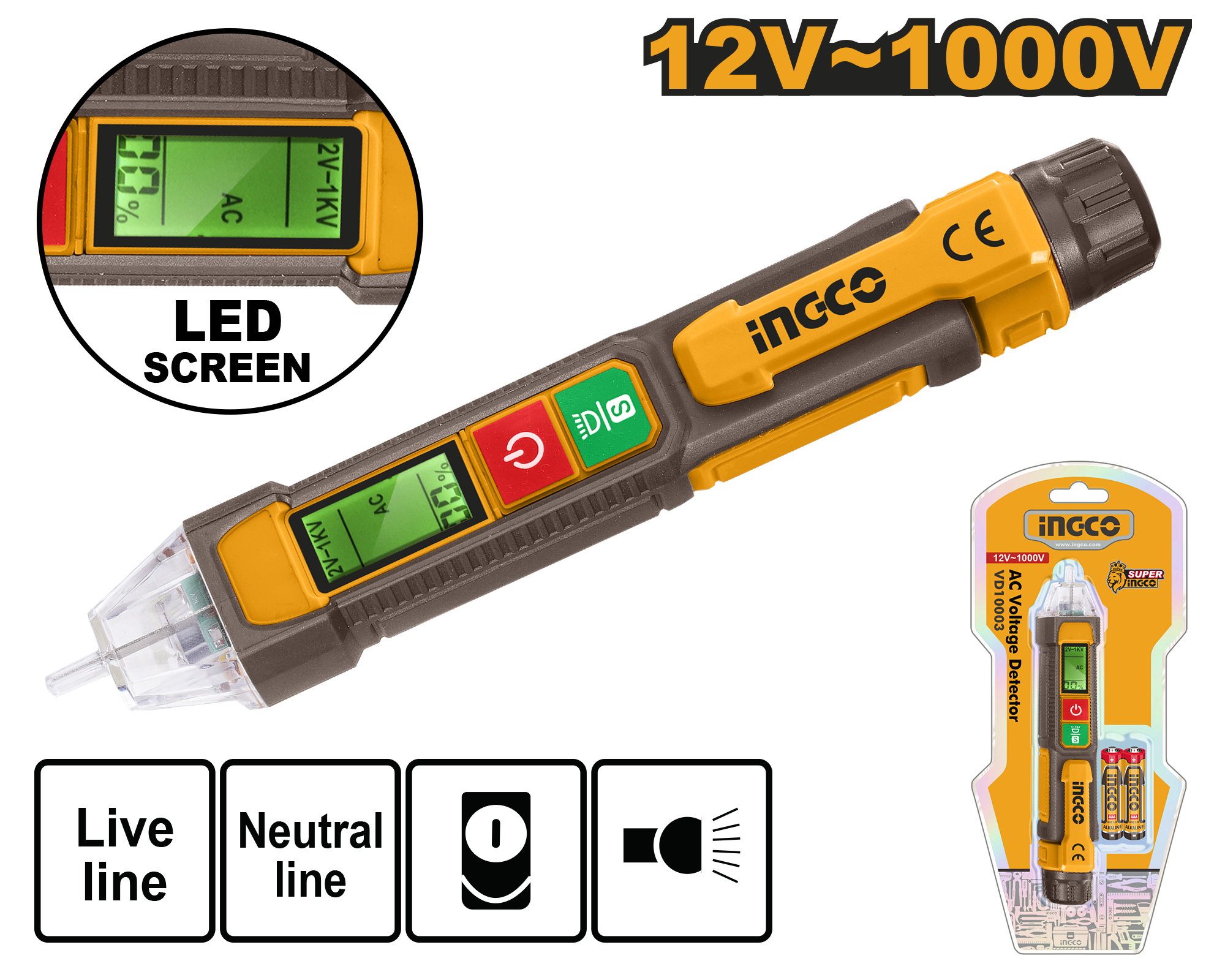 Detektor për rrymën INGCO VD210003