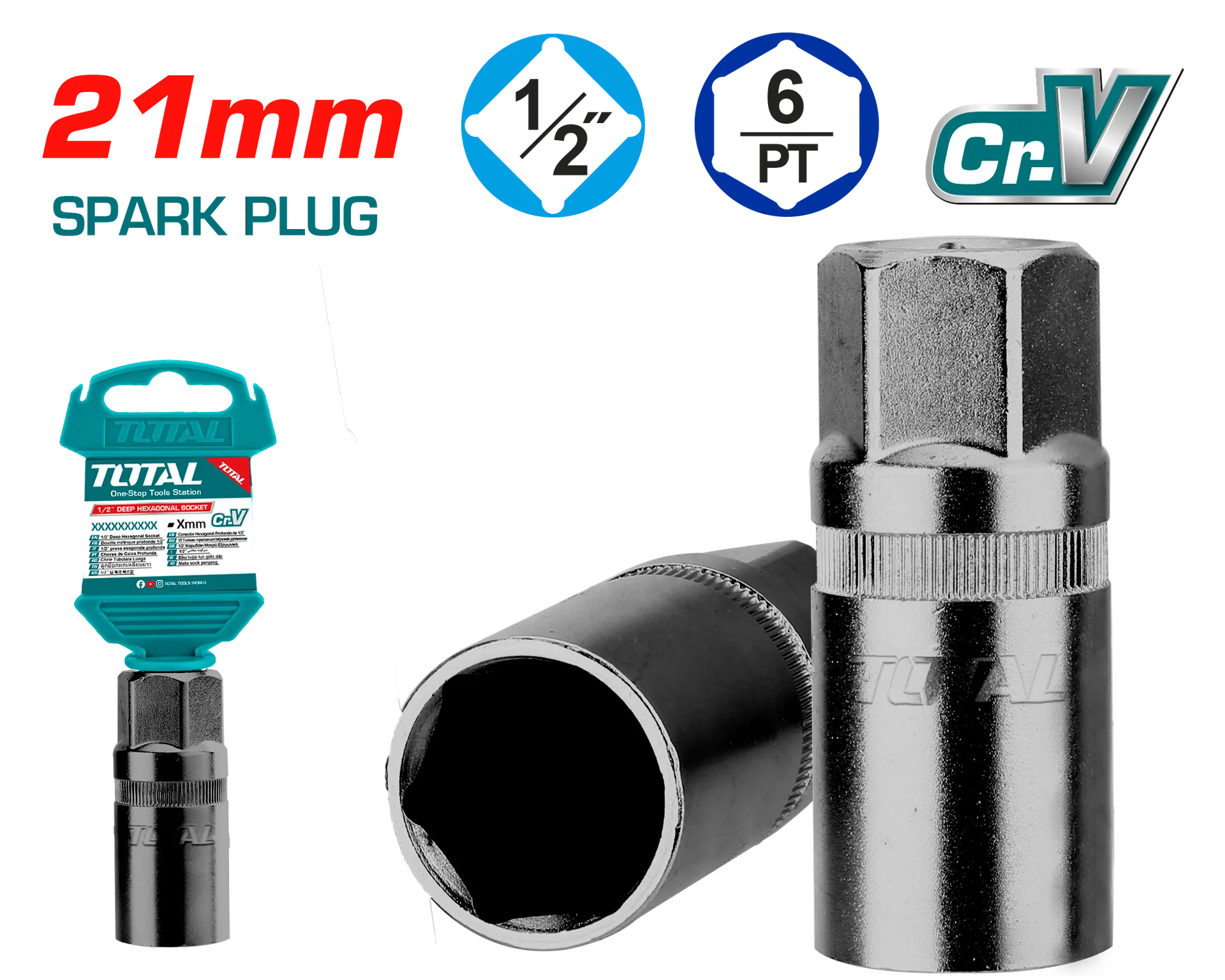 Çelës patenti 1/2″ 21mm i gjatë për ndeza TOTAL THSPS12216