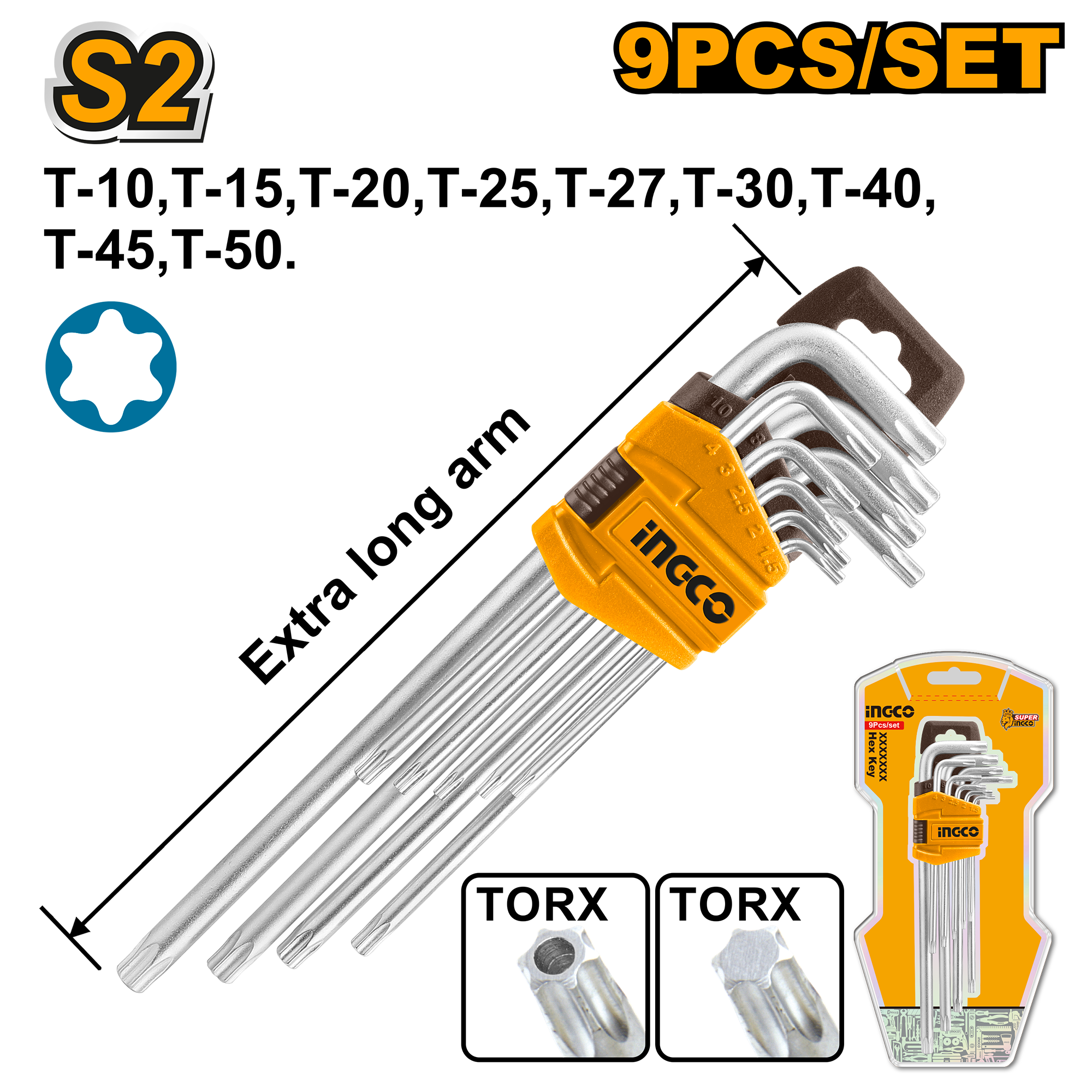 ИНБУС INGCO TORX ДОЛГИ 9/1 HHK13092