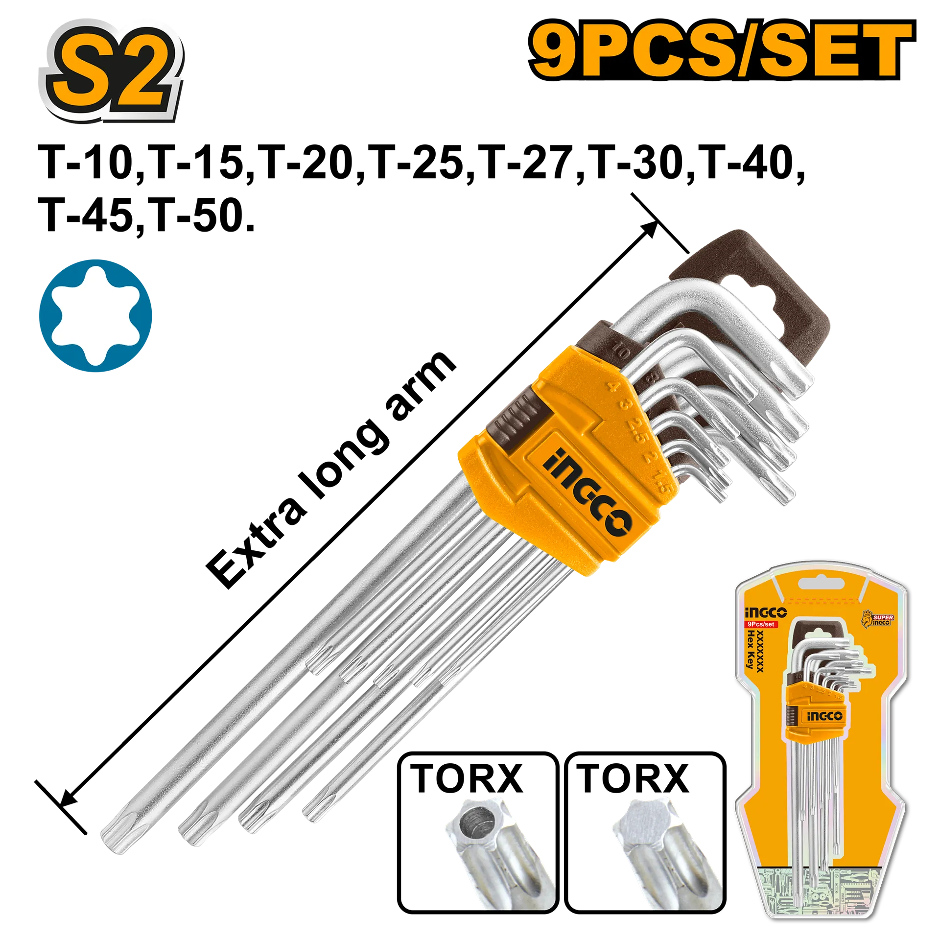 ИНБУС INGCO TORX ДОЛГИ 9/1 HHK13092