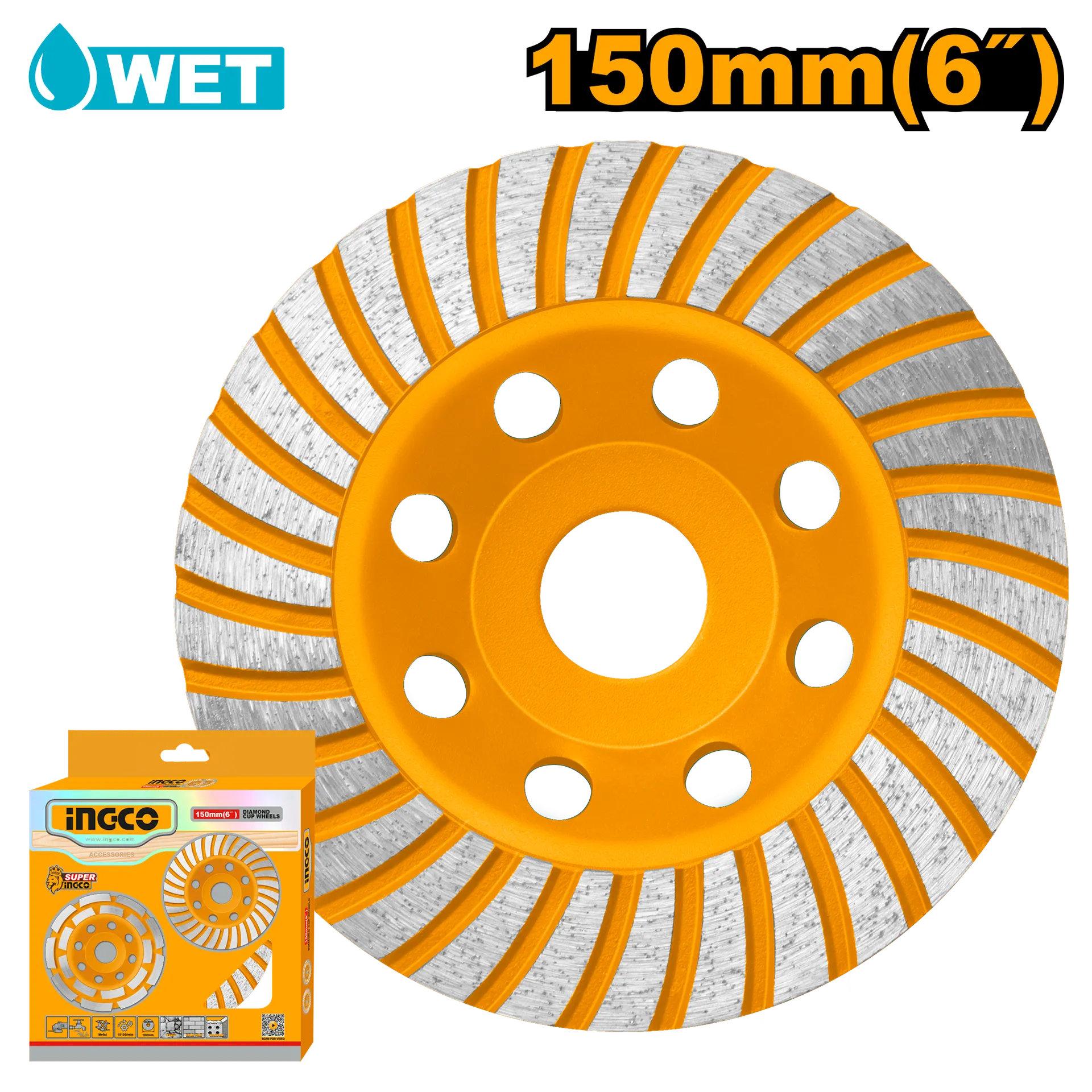 ДИЈАМАНТСКИ ДИСК ЗА БРУСЕЊЕ БЕТОН 150mm INGCO CGW011501