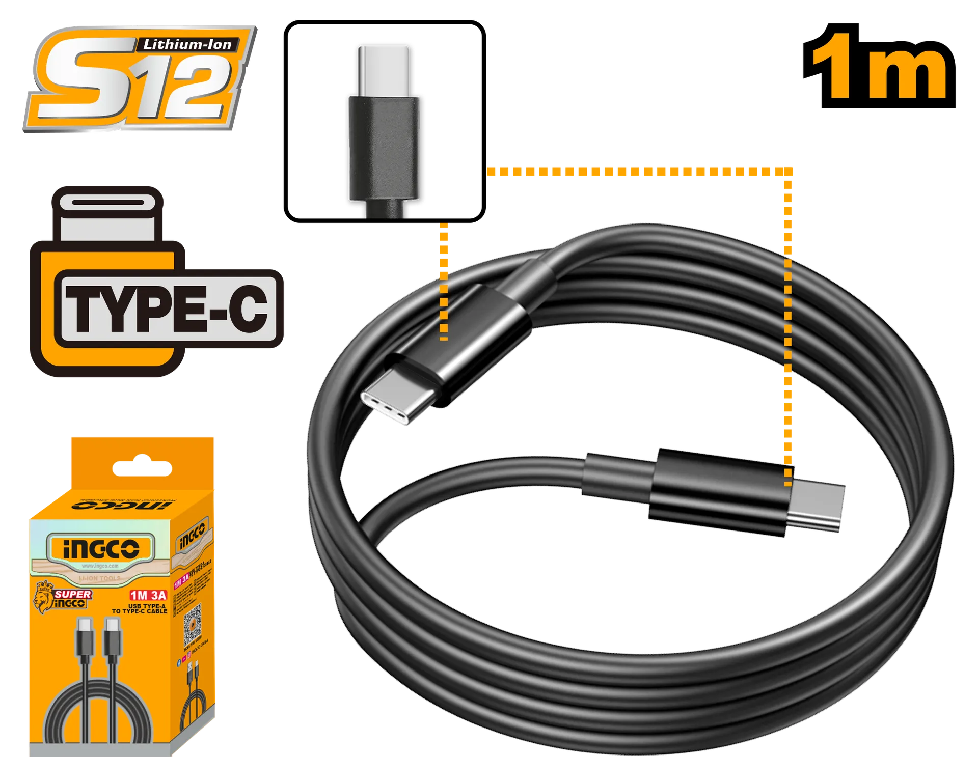 Kabël Type-C 1M INGCO IUCC02
