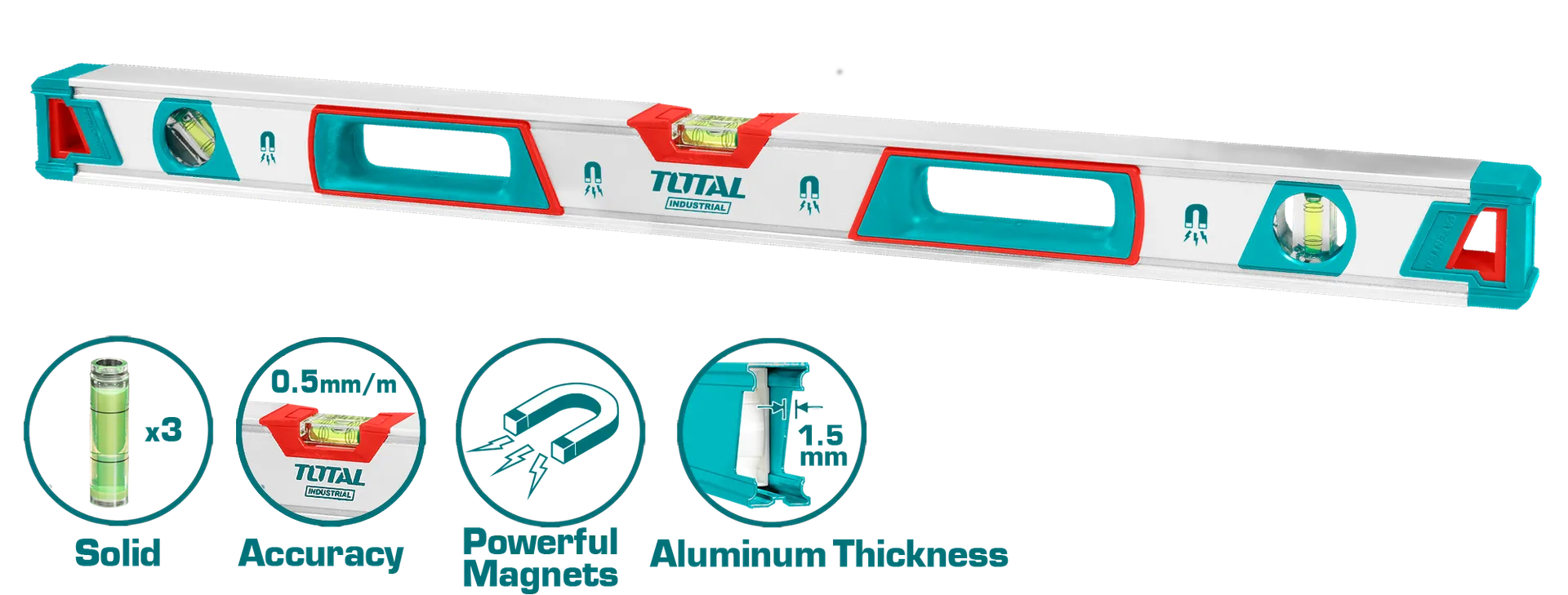 Nivele ujore peshore me magnet 120CM TOTAL TMT21205M