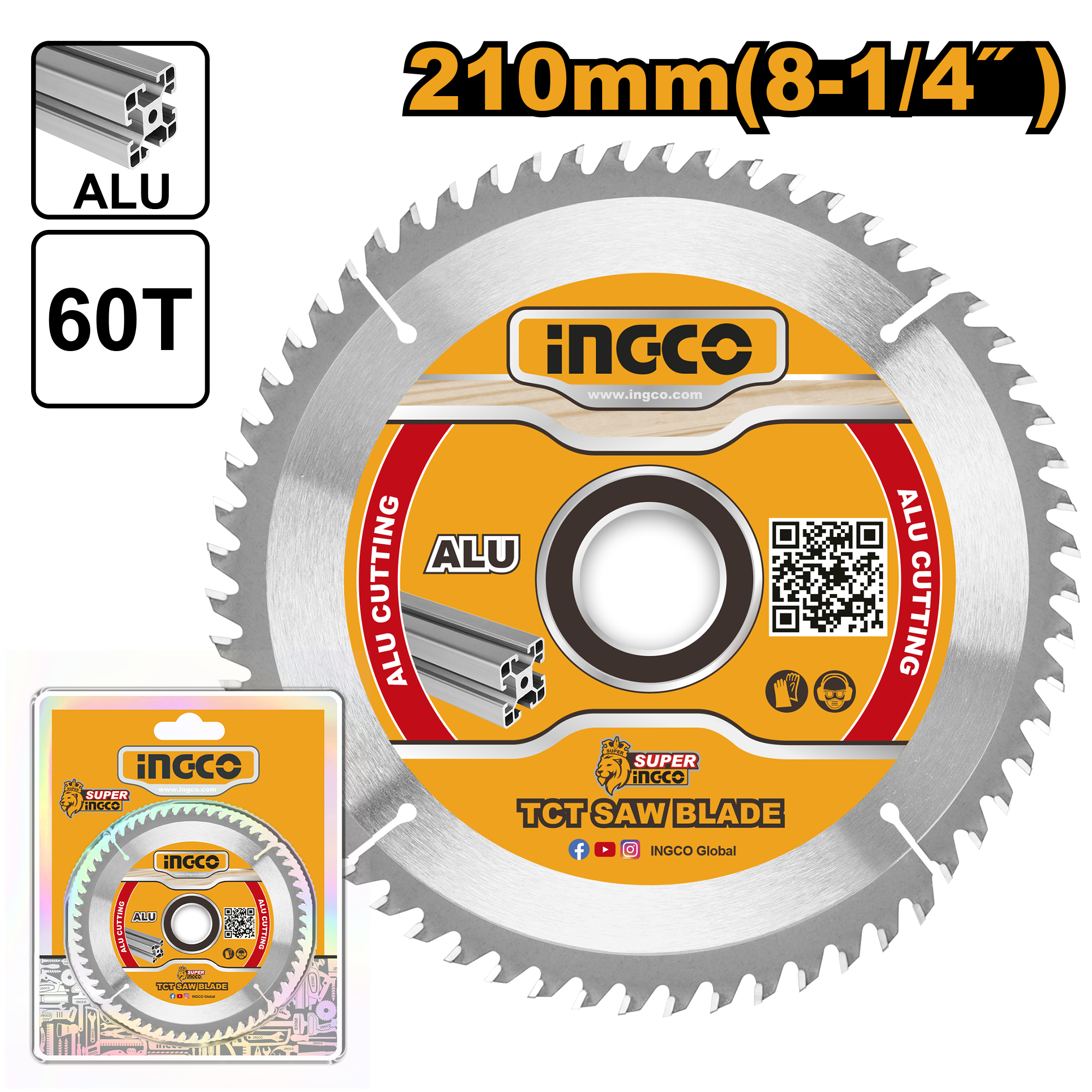 Пила INGCO 210mm 60T за алуминиум TSB321023