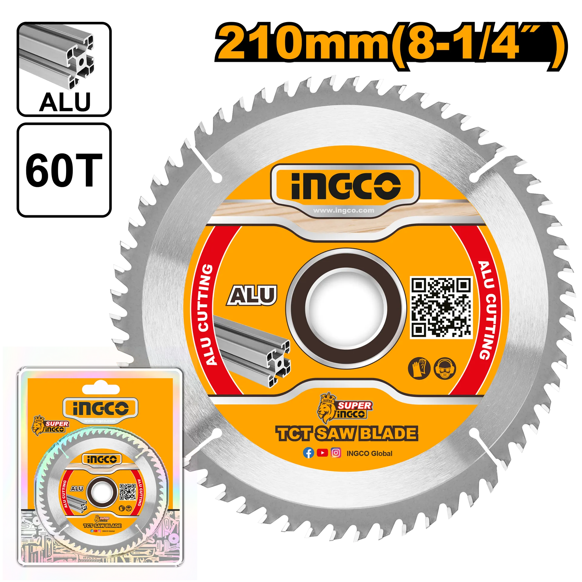Sharrë INGCO 210mm 60T për alumin TSB321023