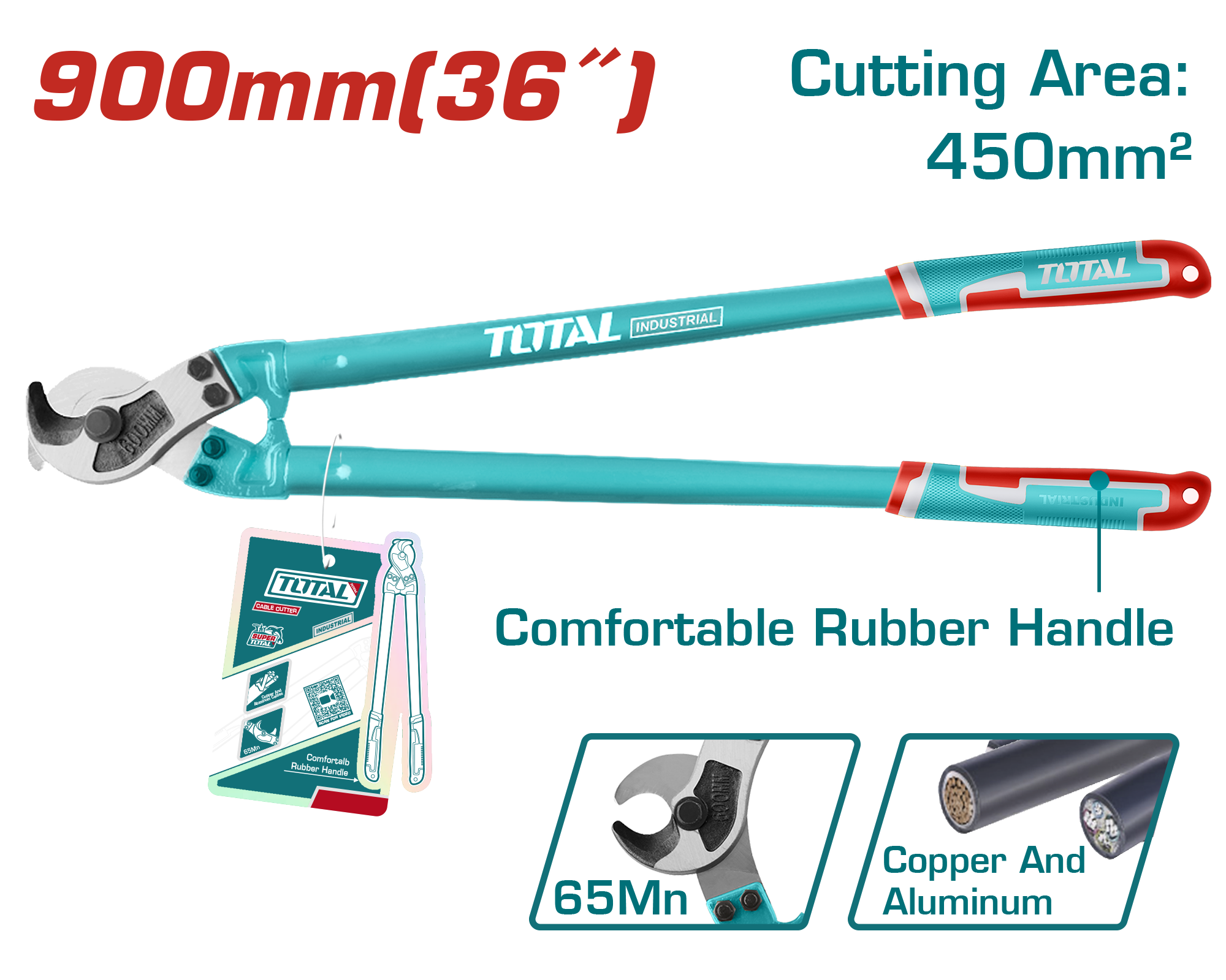 КЛЕШТА ЗА СЕЧЕЊЕ КАБЕЛ 900mm (36″) ДО 450mm2 TOTAL THT115362