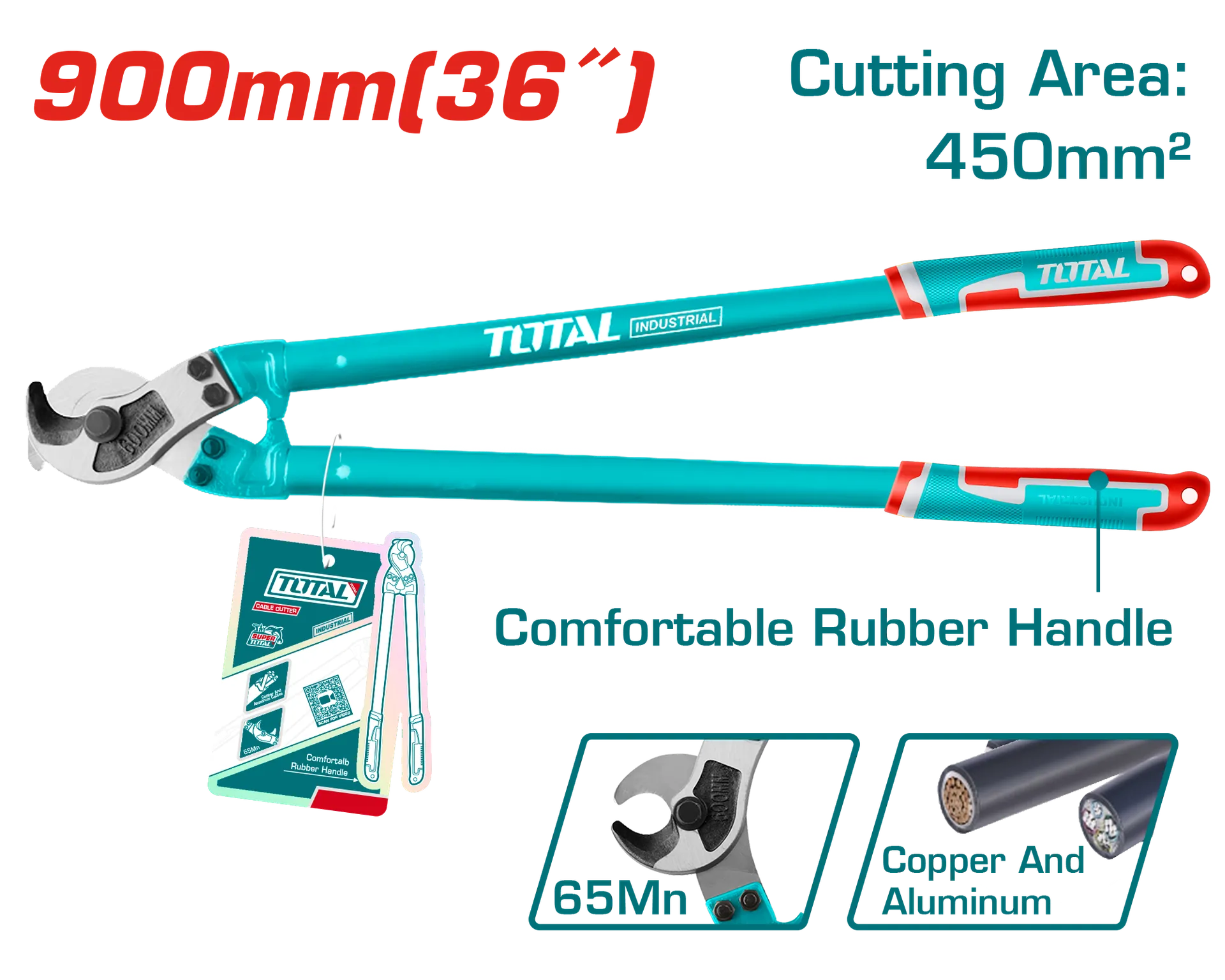 КЛЕШТА ЗА СЕЧЕЊЕ КАБЕЛ 900mm (36″) ДО 450mm2 TOTAL THT115362