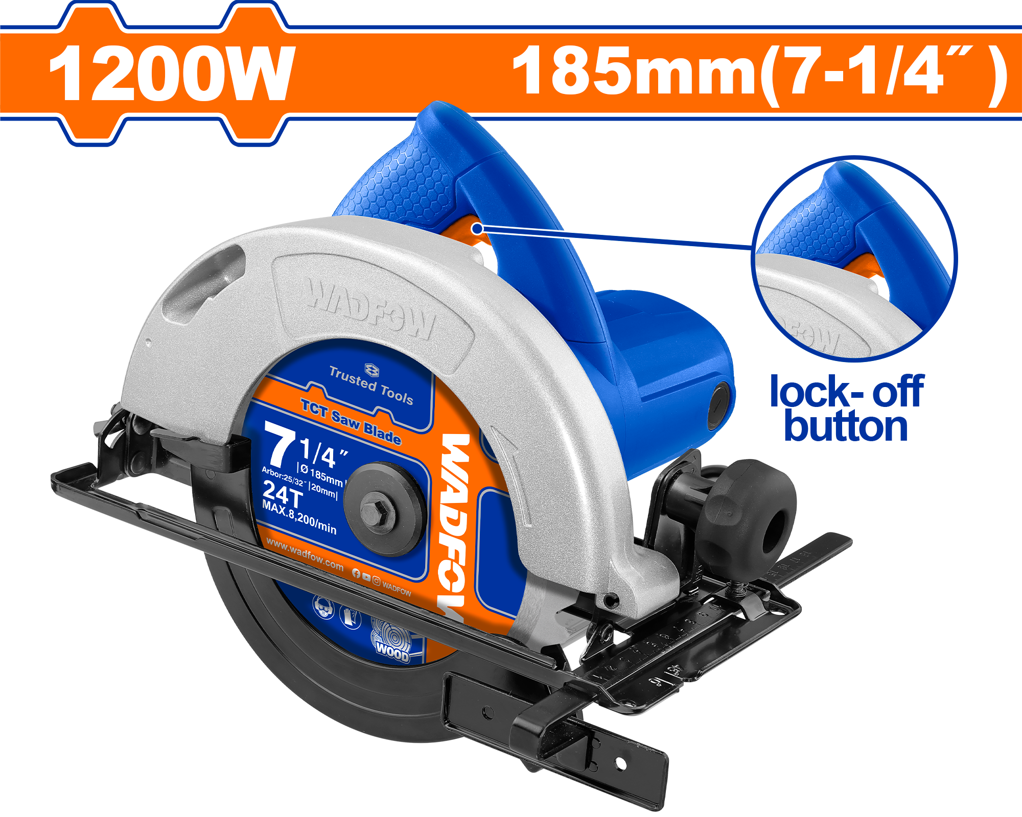 Sharrat dore elektrike 1200W 185mm WADFOW WCW1512001