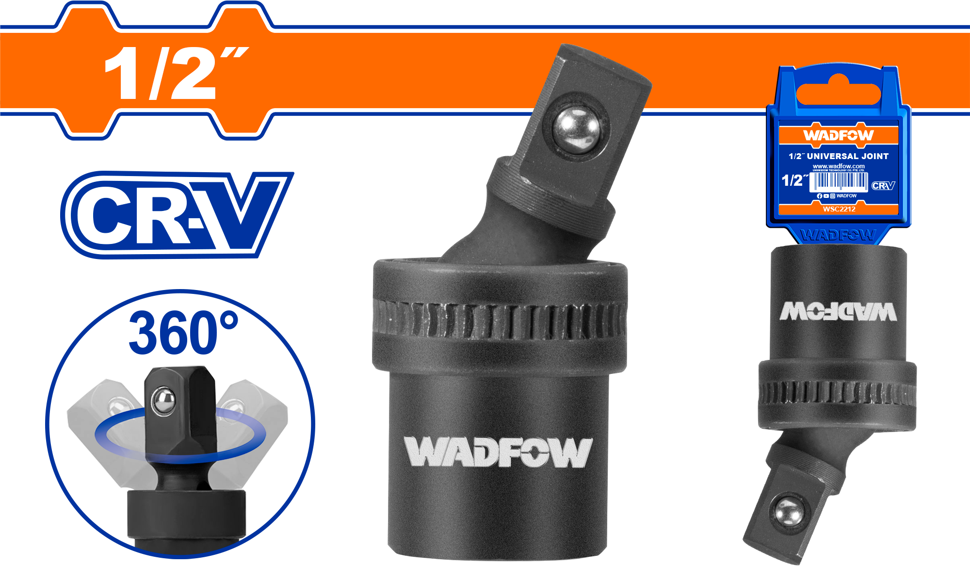 ПРИКЛУЧОК 360° ЗА ОДВРТУВАЧ 1/2″ WADFOW WMS4212