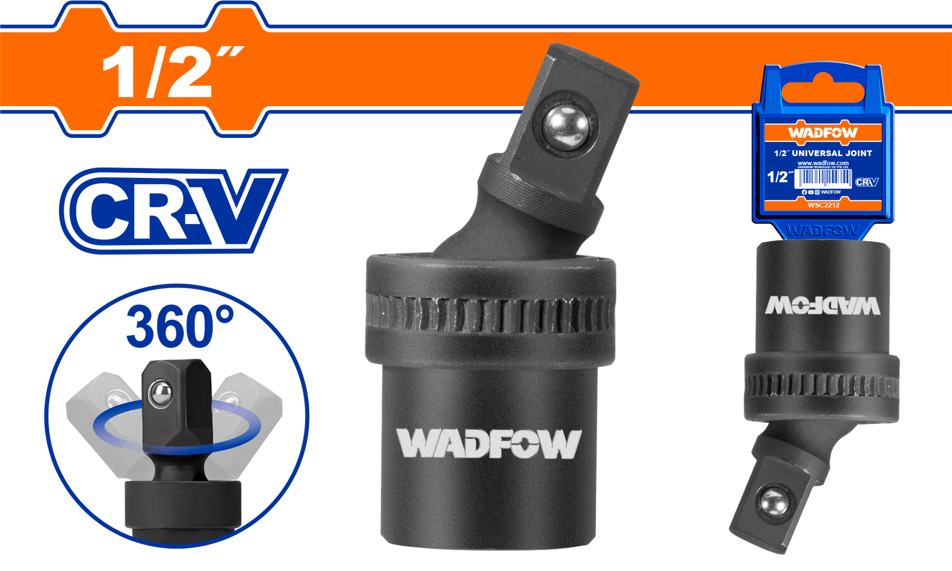 ПРИКЛУЧОК 360° ЗА ОДВРТУВАЧ 1/2″ WADFOW WMS4212