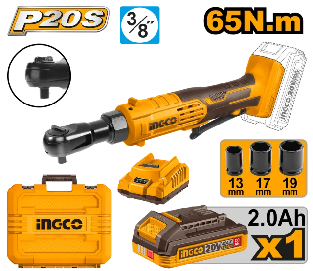 АГОЛЕН УДАРЕН ОДВРТУВАЧ 3/8″ 65Nm 1×2.0Ah БАТЕРИЈА – INGCO CDRLI2060152