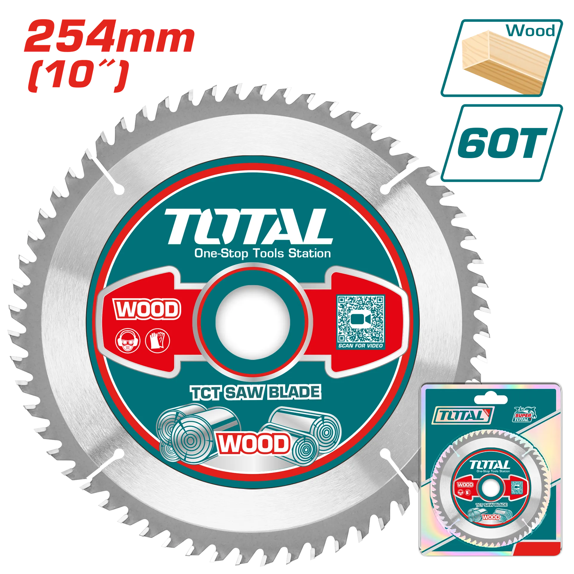 Pila për cirkulare 254mm 60T drutë TOTAL TAC231723