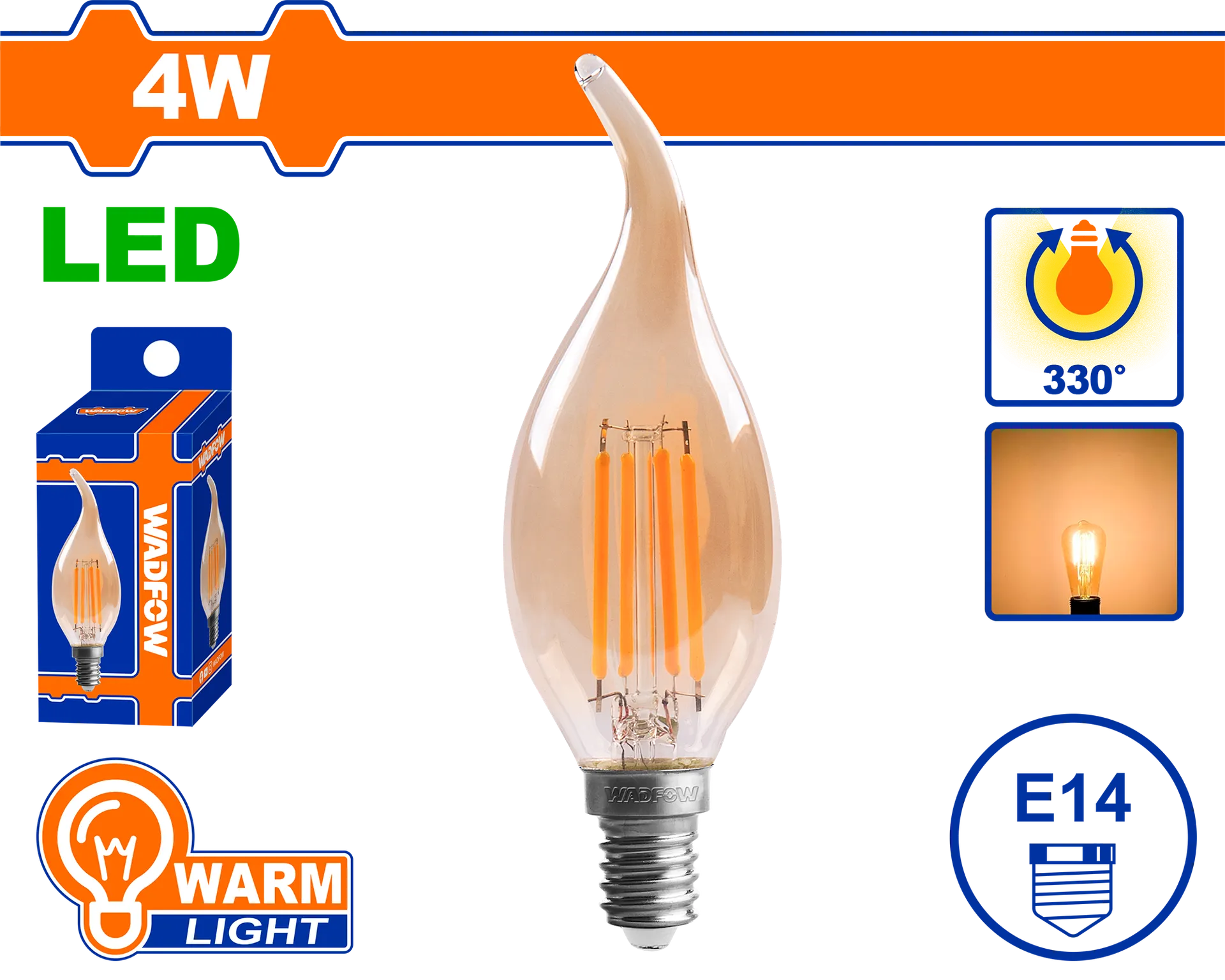 Llamba LED filament 4w E14 2200K WADFOW WDN65422