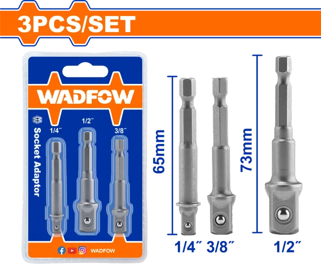 НАСТАВАК АДАПТЕР ЗА ПАТЕНТ КЛУЧЕВИ 1/3″ 3/8″ 1/2″ WADFOW WSV4K01