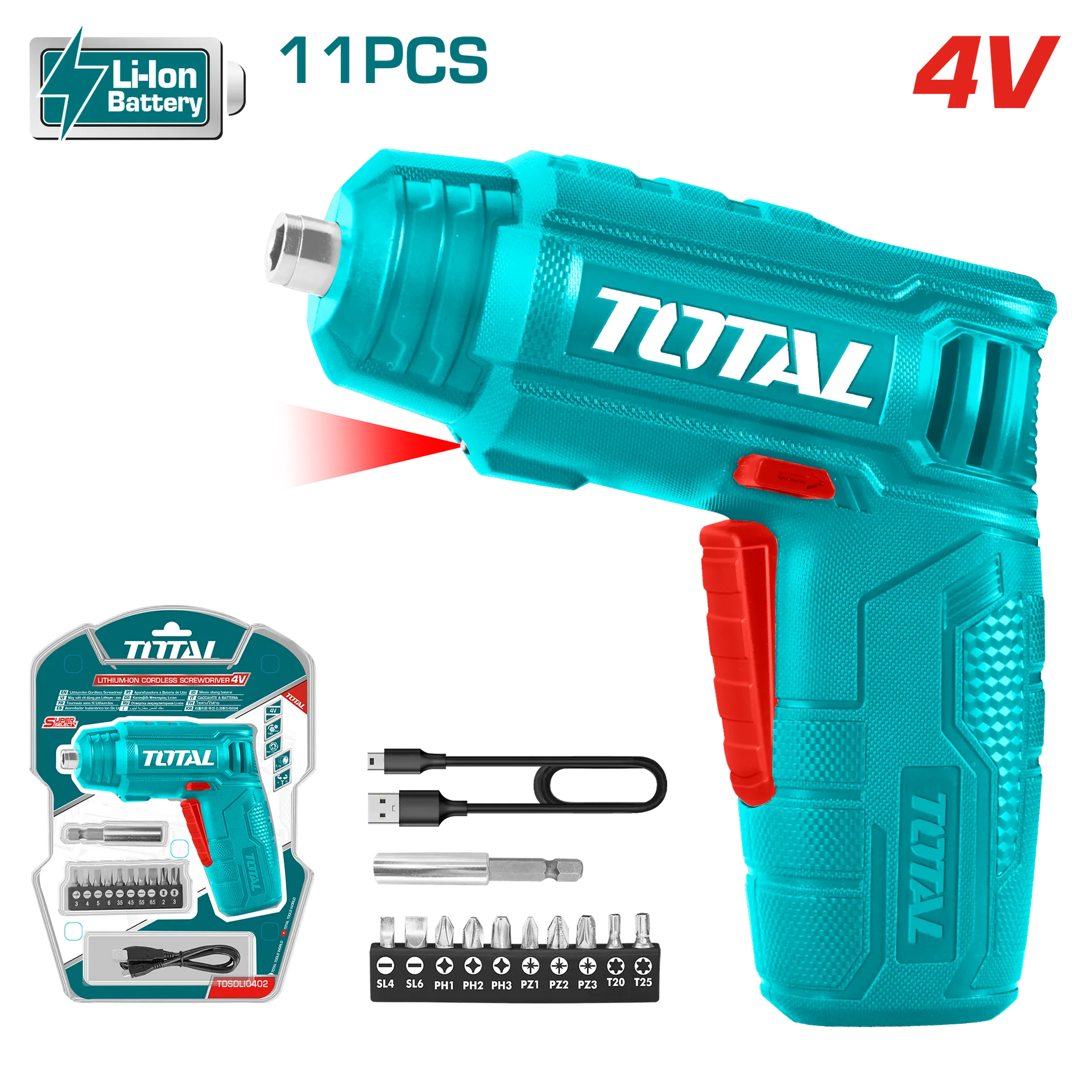 Mini trapan 4V bateri e ndërtuar TOTAL TSDLI0402