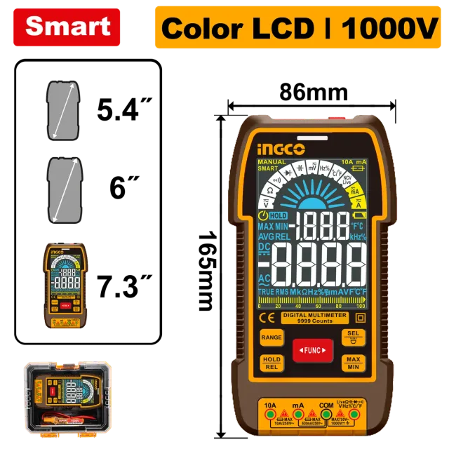 МУЛТИМЕТАР ДИГИТАЛЕН 1000V INGCO DM110004