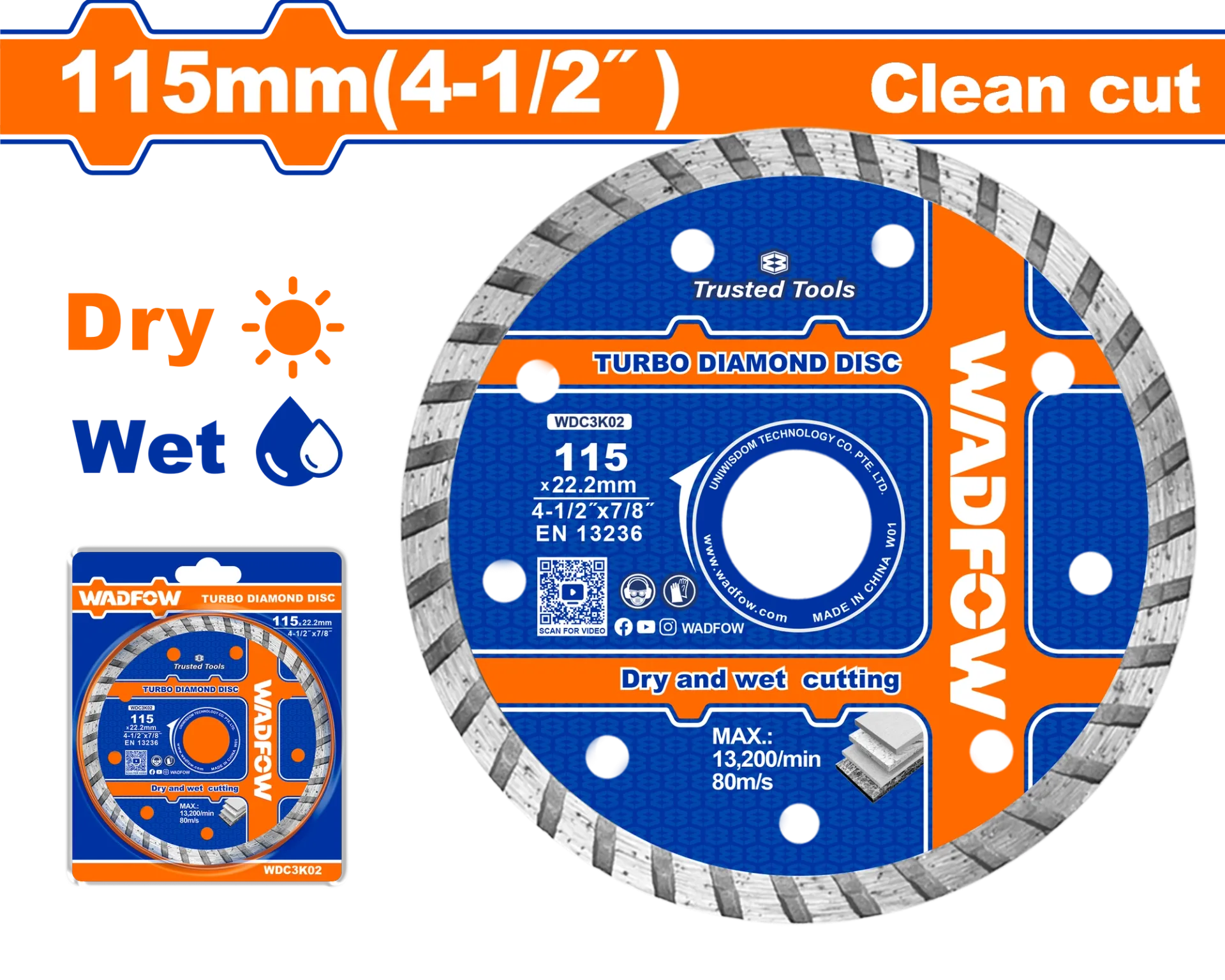 Disk diamant 115mm clean cut WADFOW WDC3K02