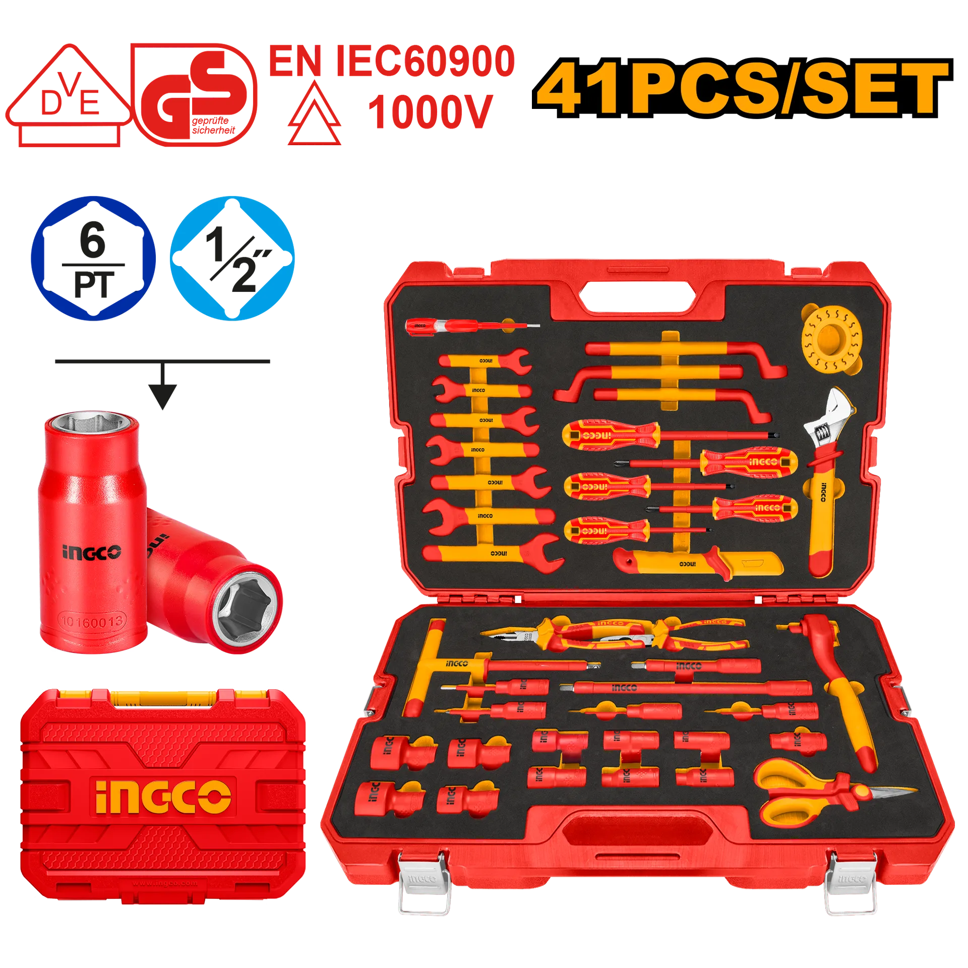 Kleshta + patent set elektrike INGCO 41/1 HKITH4101