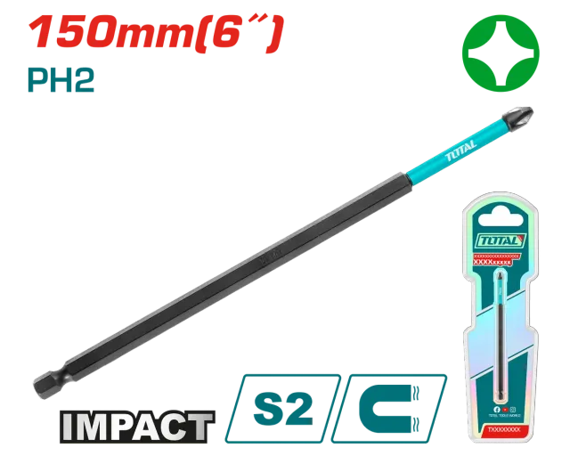 БИТ TOTAL ЦРН ДОЛГ PH2 -150mm TOTAL TACIM71PH2150