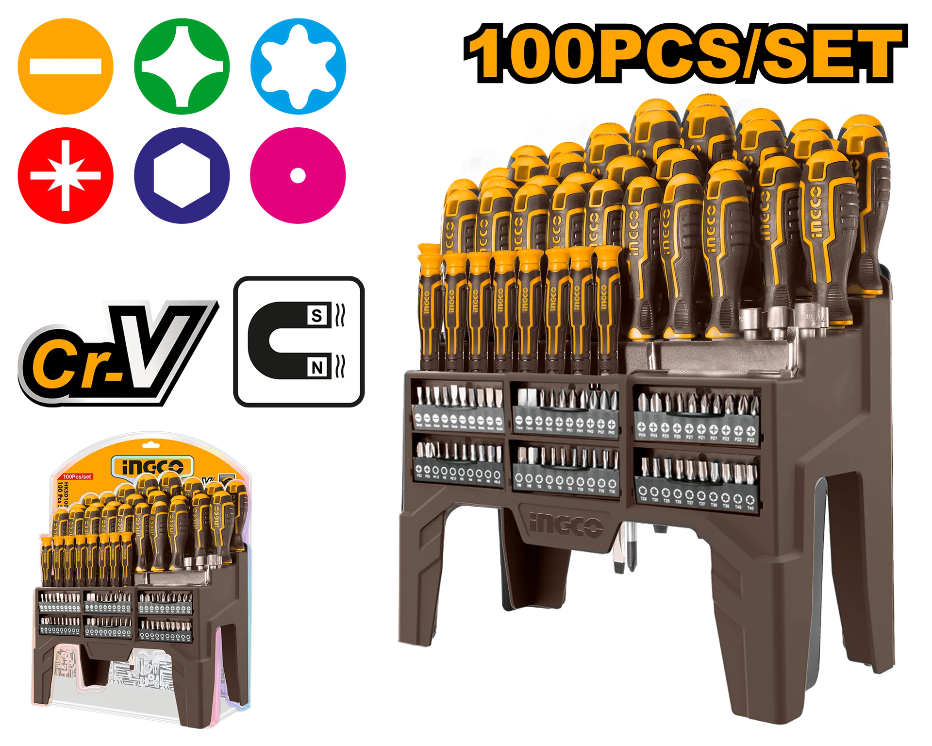 Seti i kalapave INGCO + rafte 100/1 HKSD10028