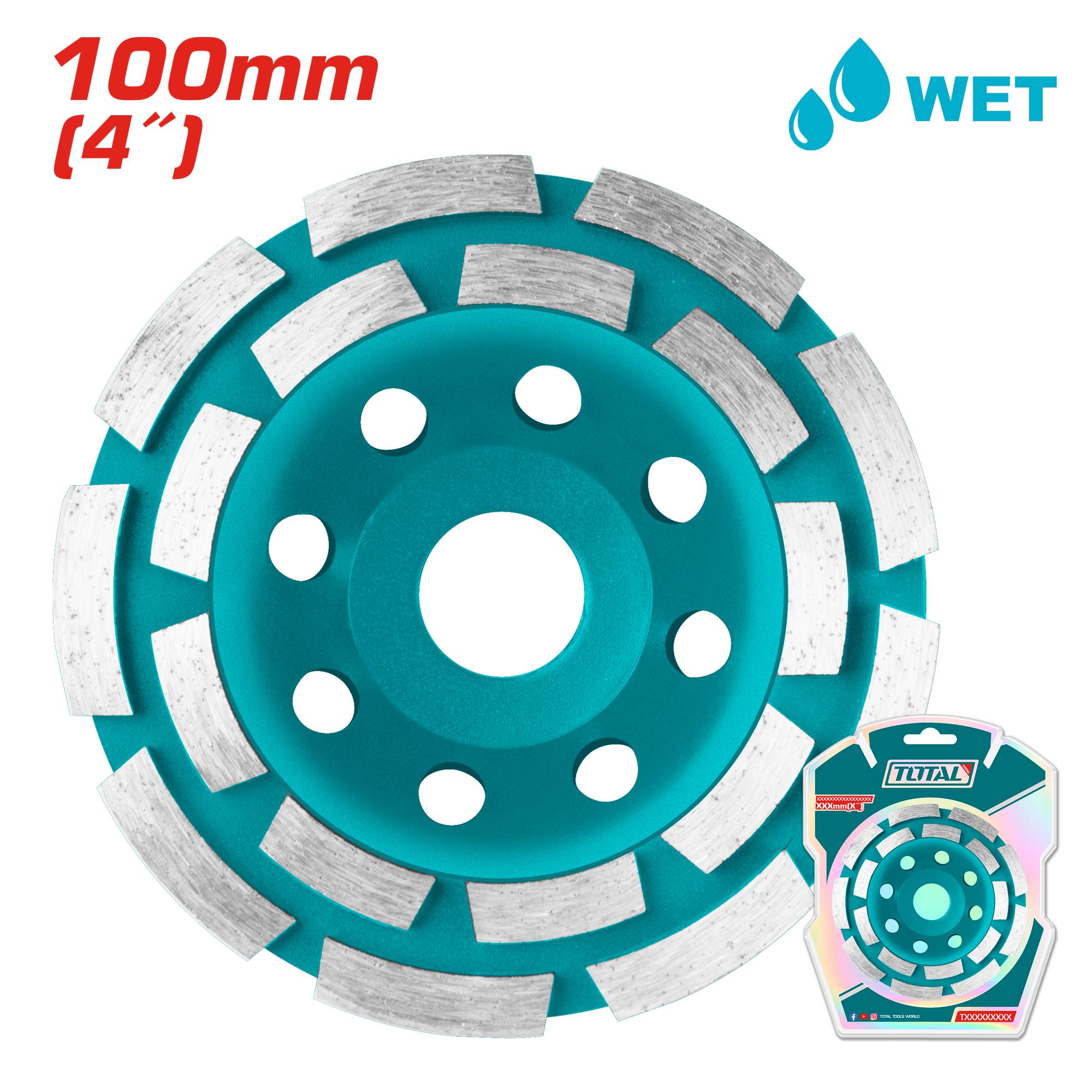 ДИЈАМАНТСКИ ДИСК ЗА БРУСЕЊЕ БЕТОН 100mm 16T TOTAL TAC2421001